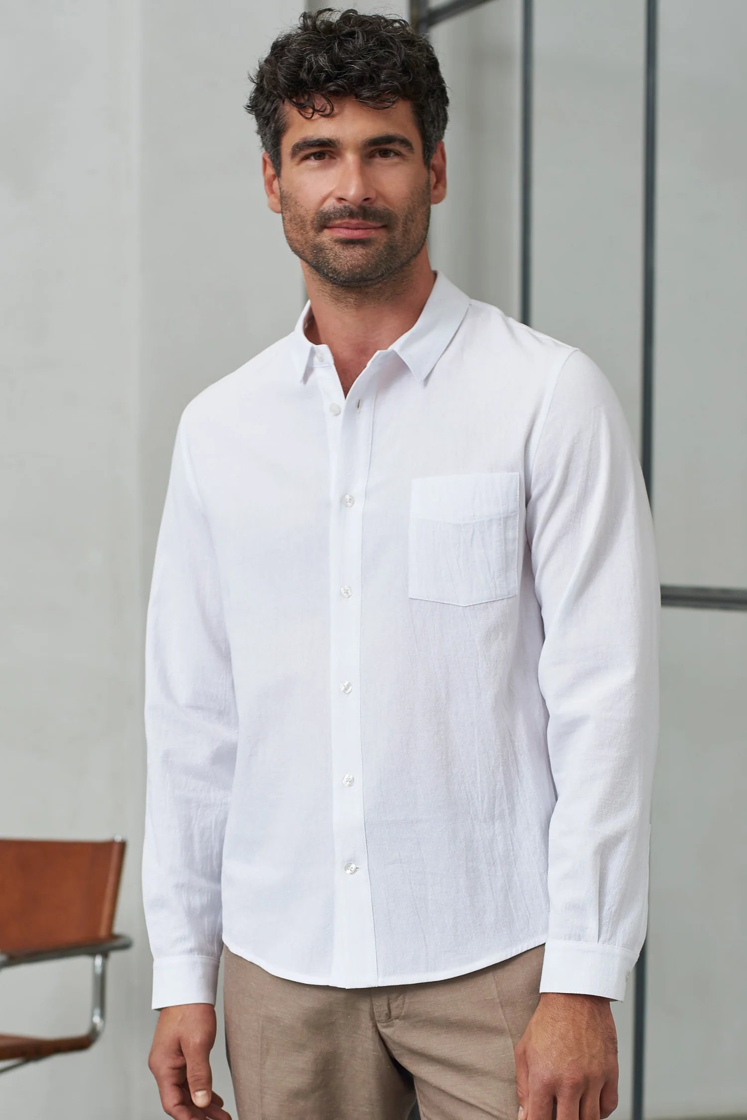 Simon Eco Crincle Shirt White