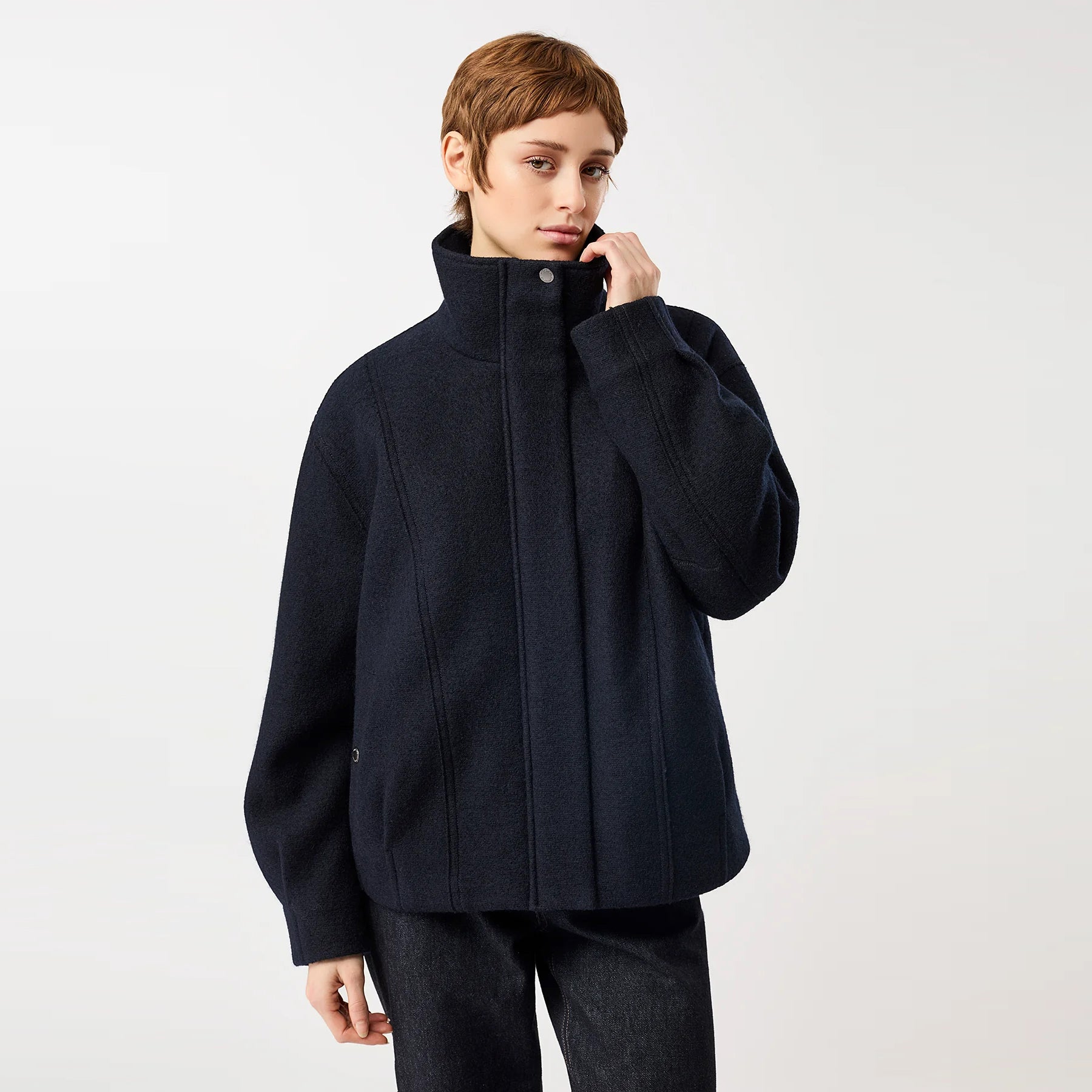 Jacket Padded Oversize Blouson Wattiert Organic Wool Black