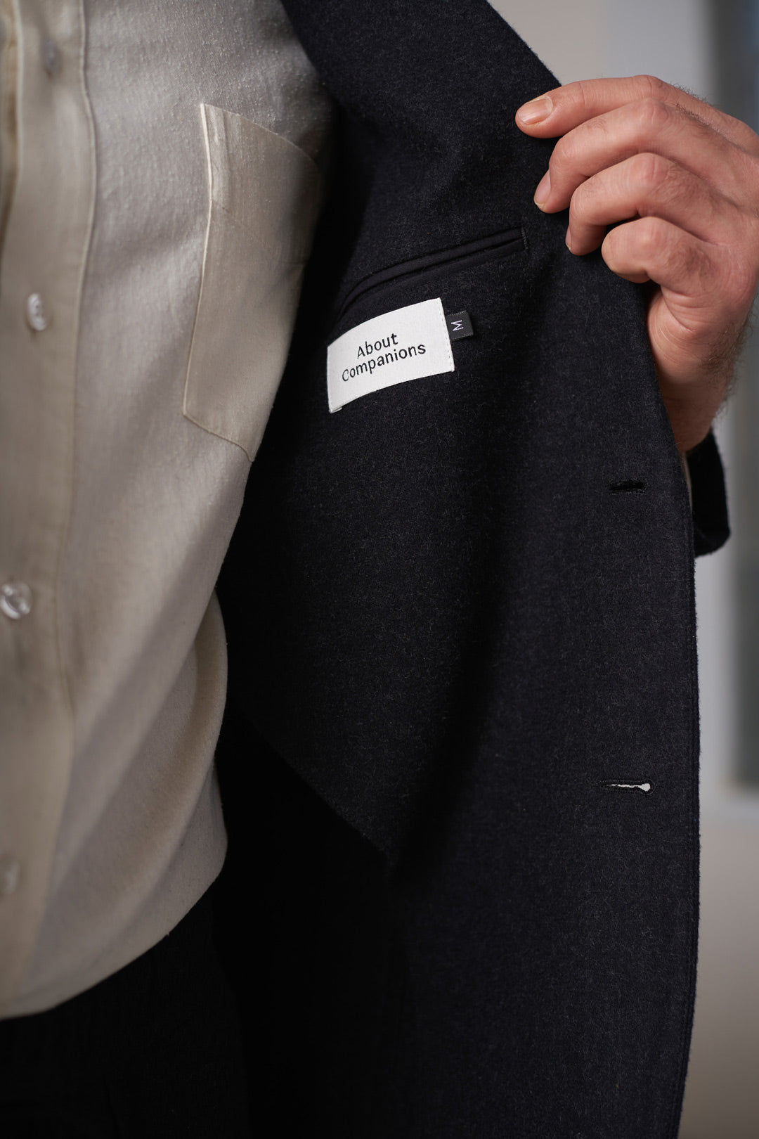 Enver Flannel Blazer Black Melange