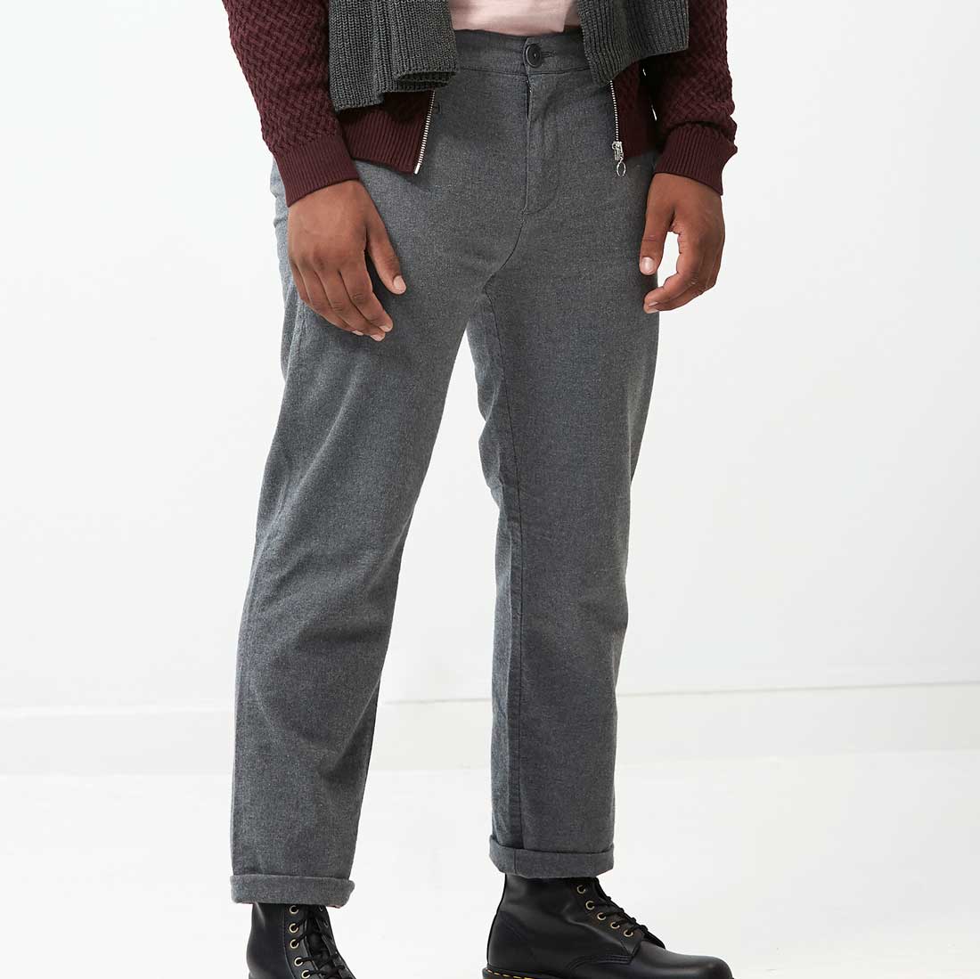 Twill Flannel Chinos - Forrest Night - Knowledge Cotton Apparel