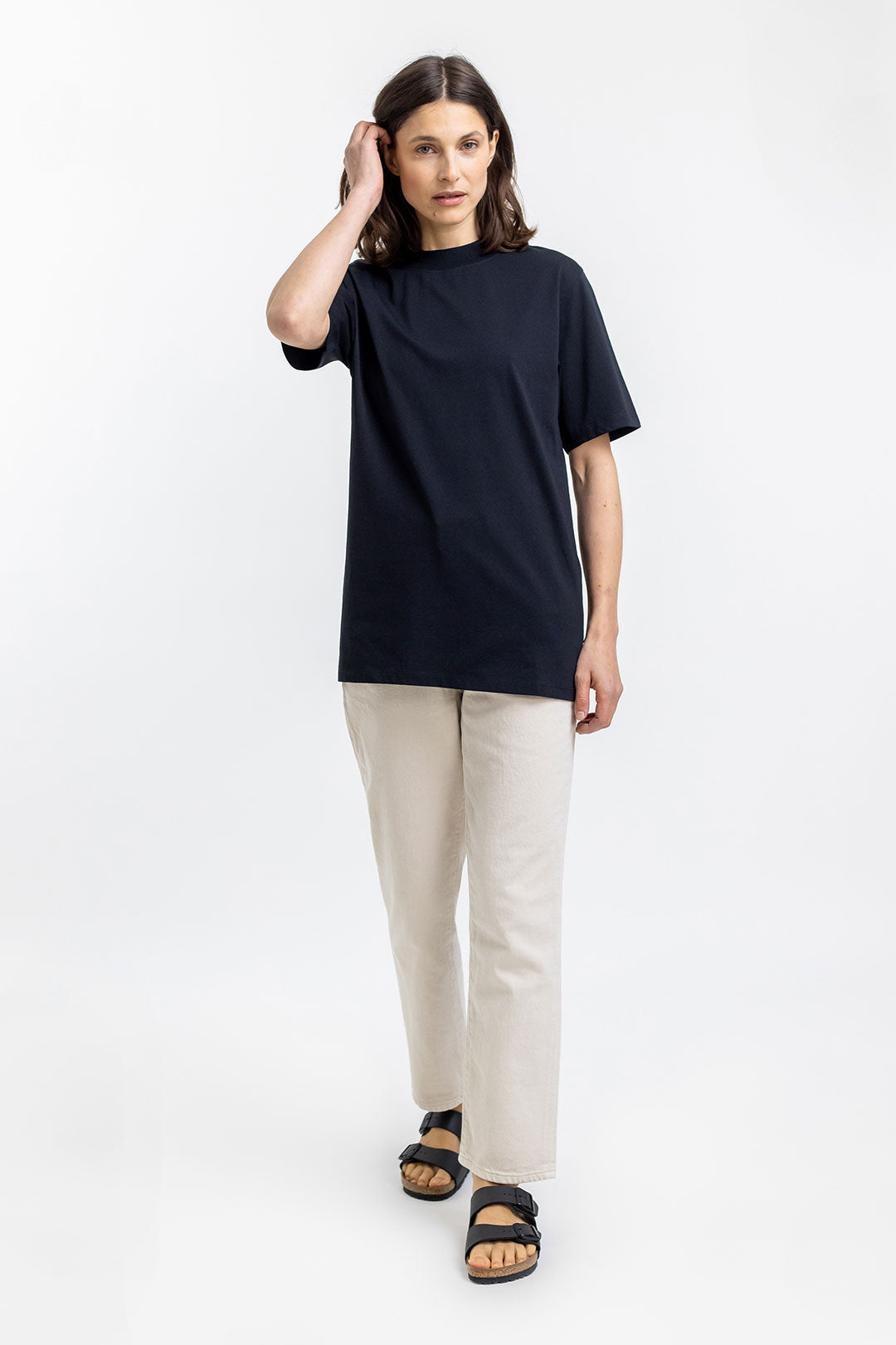 Big Collar Organic Cotton T-shirt Black - ROTHOLZ