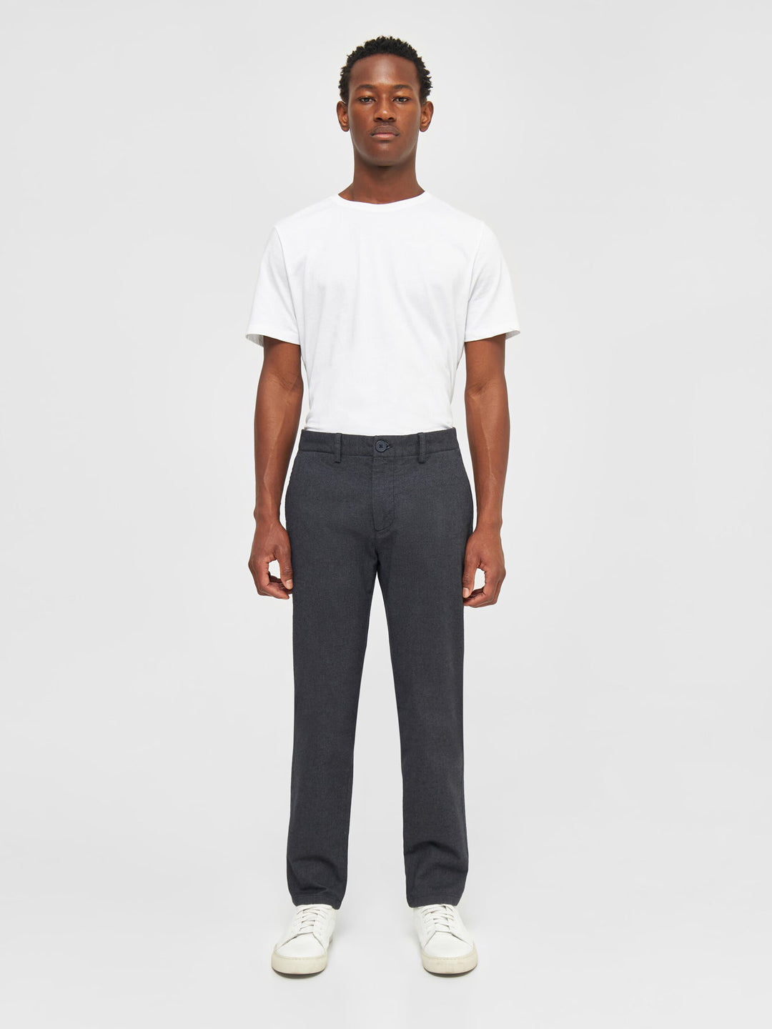 Chuck Regular Fit Flannel Chino Pants Mörkgrå - KNOWLEDGE COTTON APPAREL