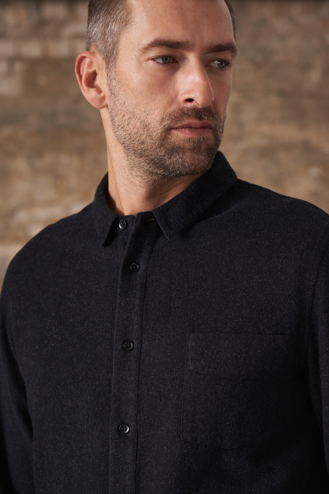 Simon Flannel Shirt Black Melange