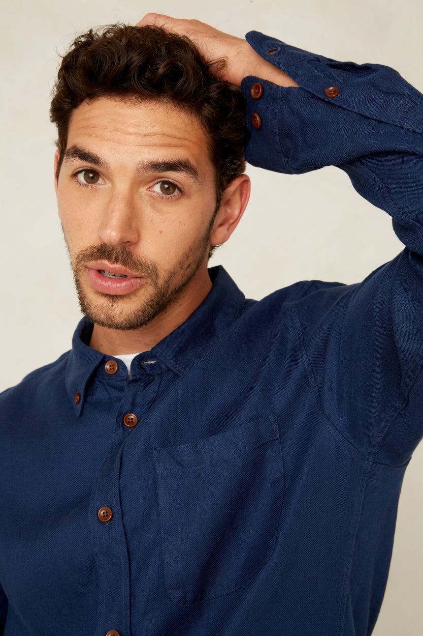 Enda Pocket Worker Blue Linen - KINGS OF INDIGO