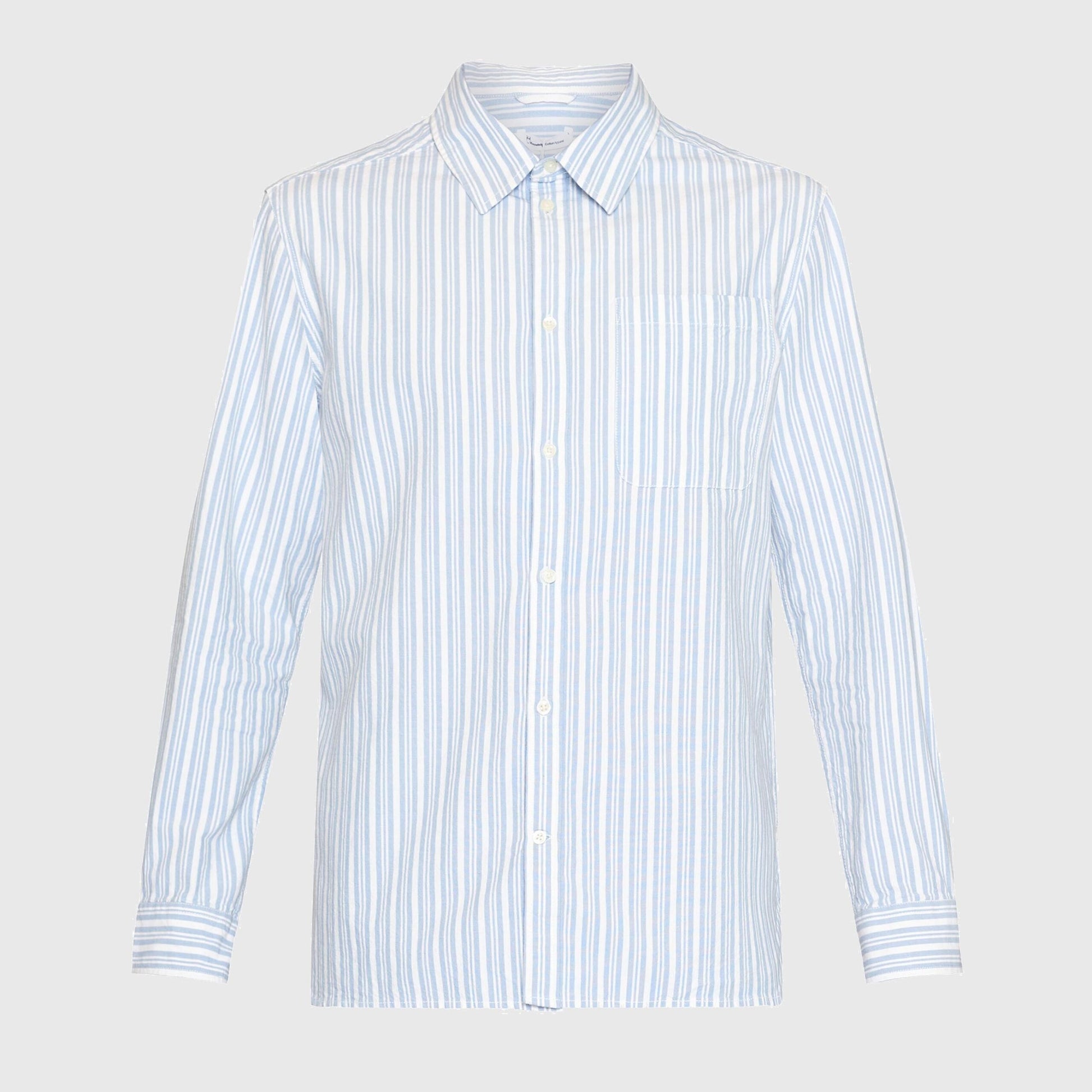 Loose Slub Canvas Shirt Blue Stripe - KNOWLEDGE COTTON APPAREL