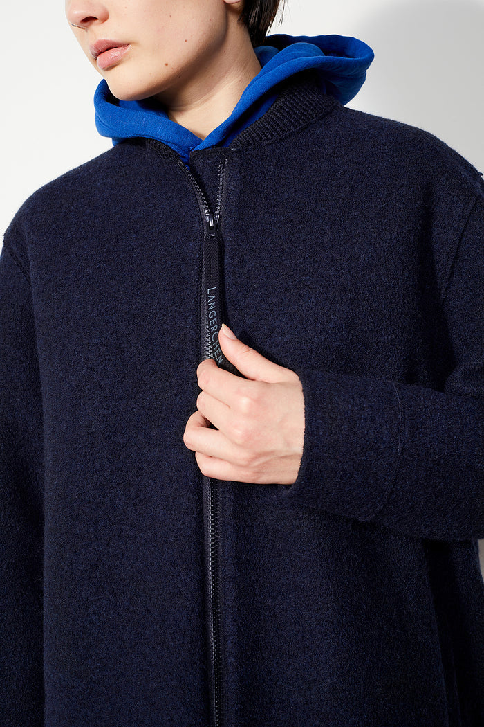 Tigart Organic Wool Coat Navy - LANGERCHEN