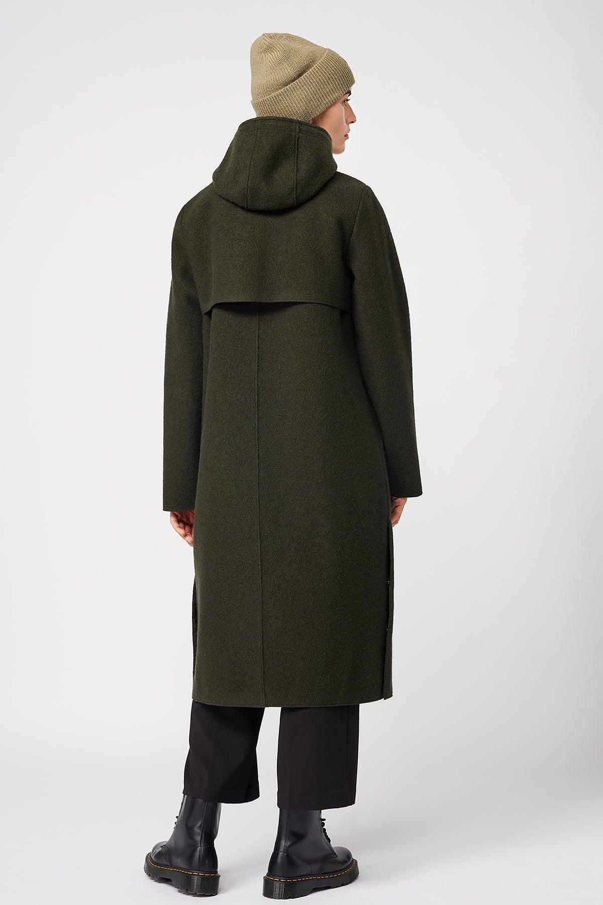 Milport Organic Wool Coat Dark Olive - LANGERCHEN