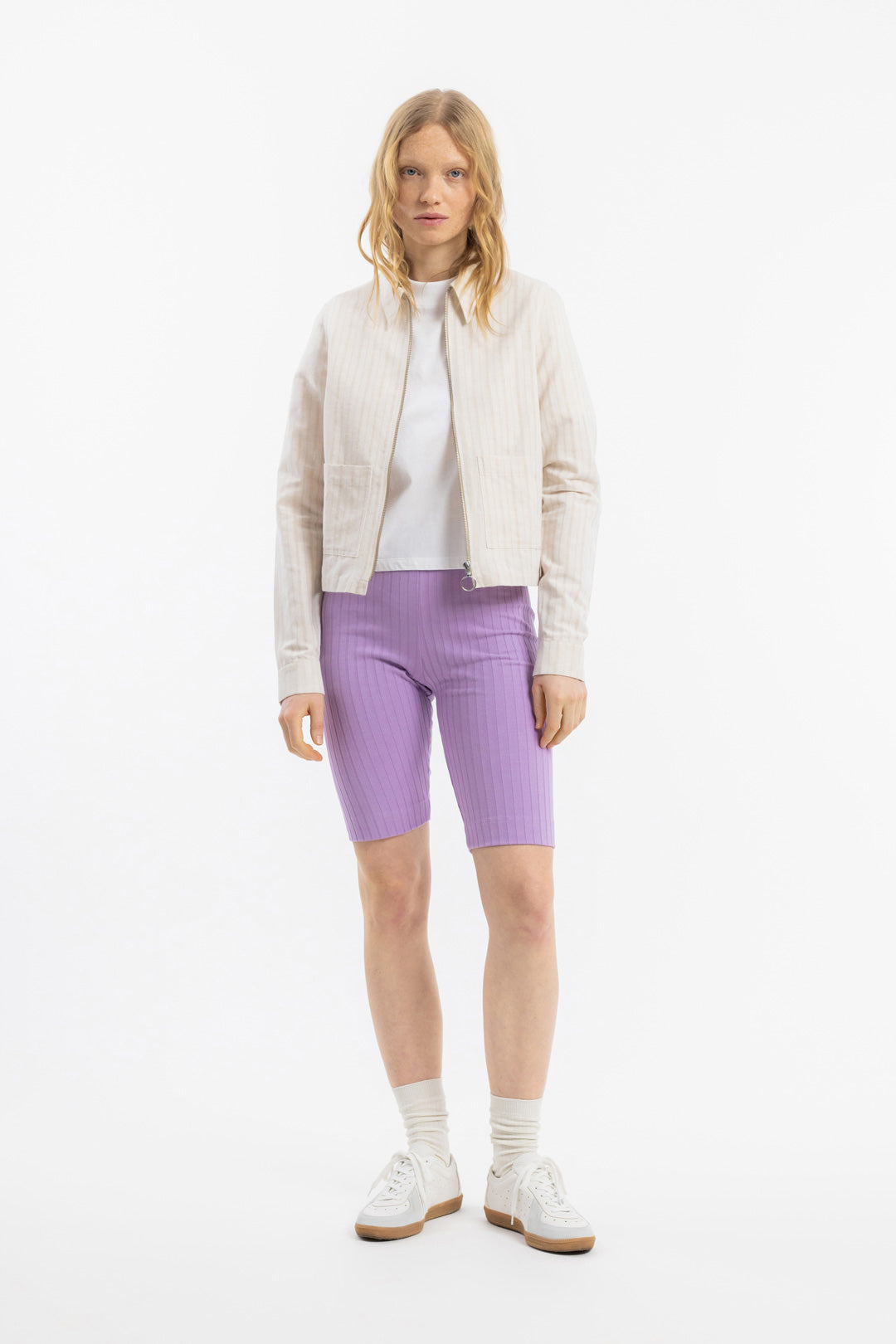 Ribbed Biker Shorts Washed Lavender - ROTHOLZ