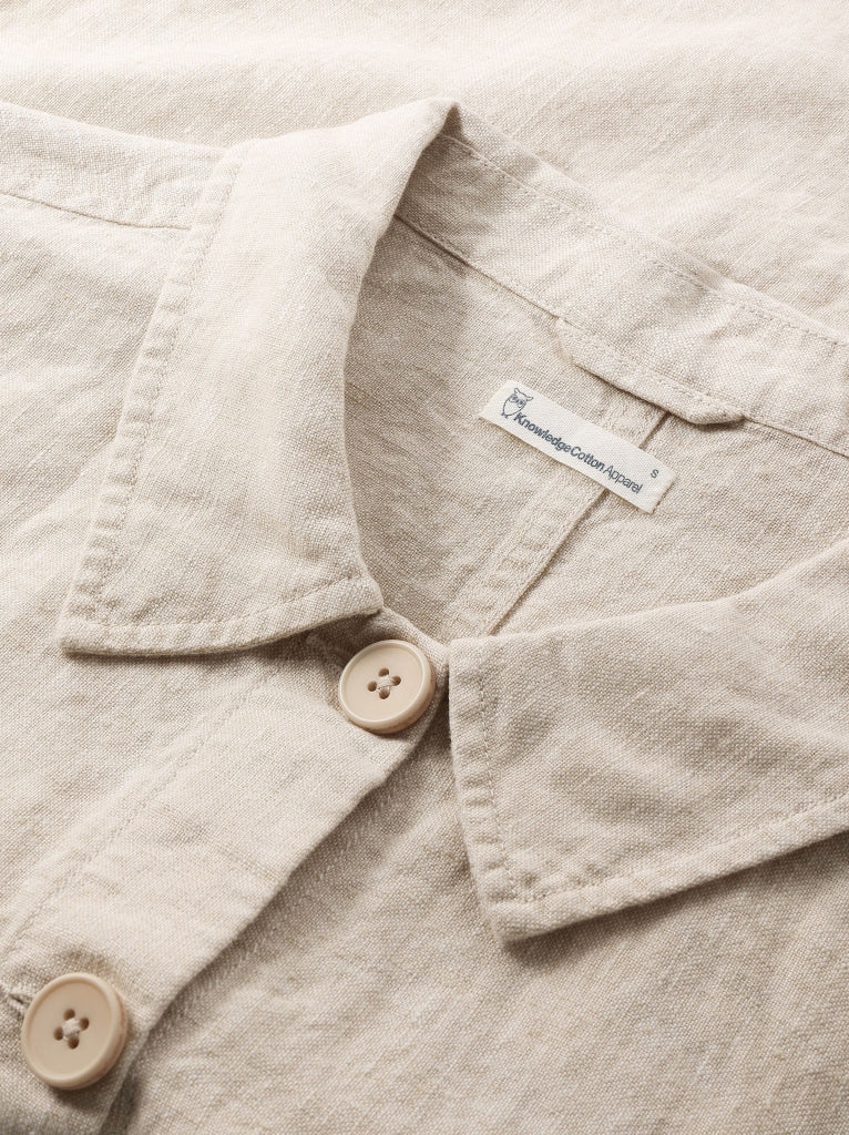 Workwear Jacket Linen Light Feather Gray - Women's - KNOWLEDGE COTTON