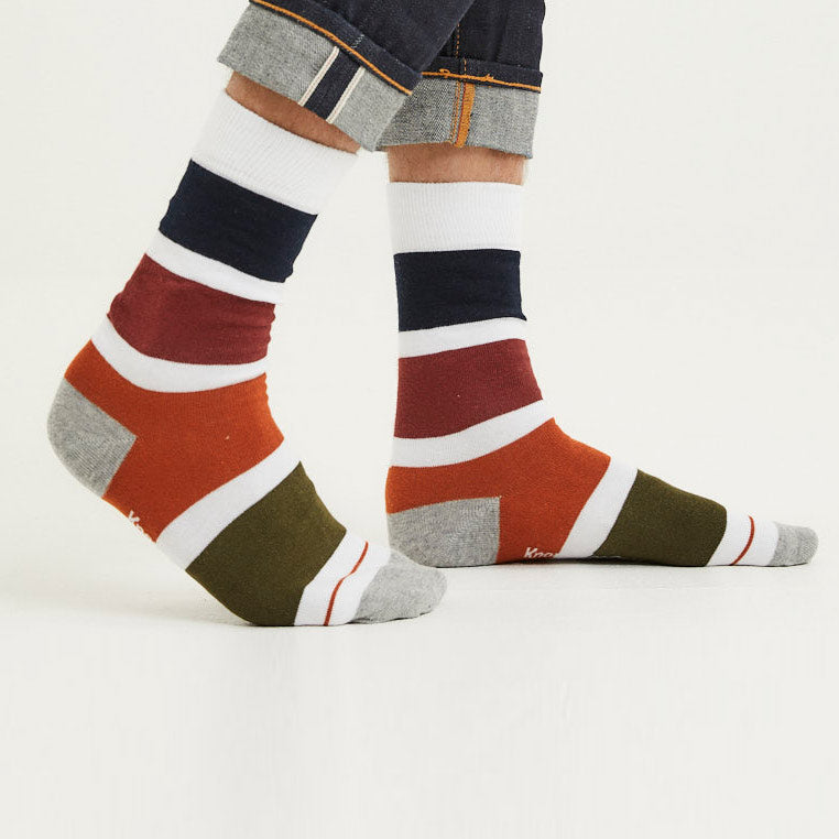 2-pack Timber Organic Socks Block Stripe - KNOWLEDGE COTTON APPAREL