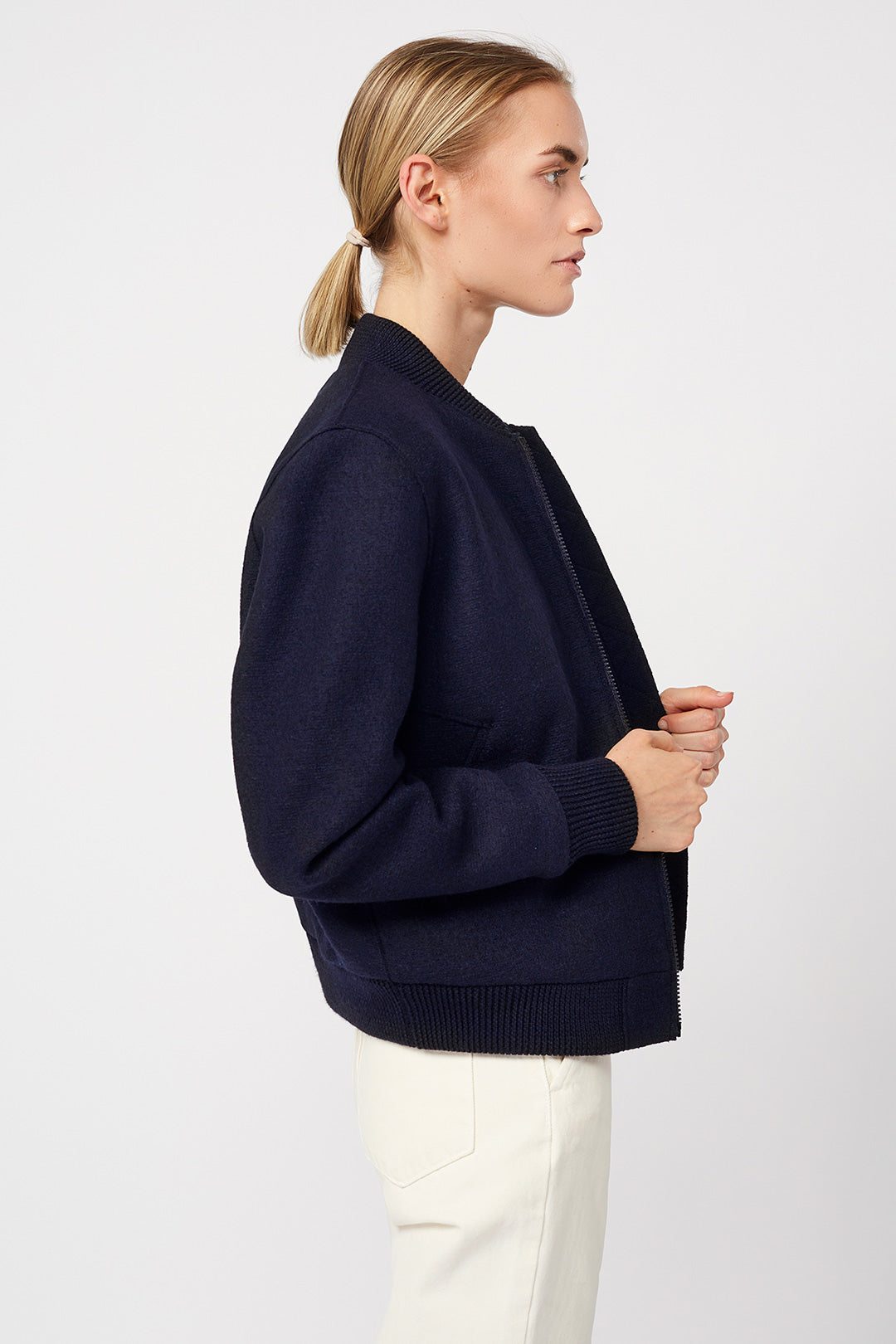 Brookway Bomber Organic Wool Navy - LANGERCHEN