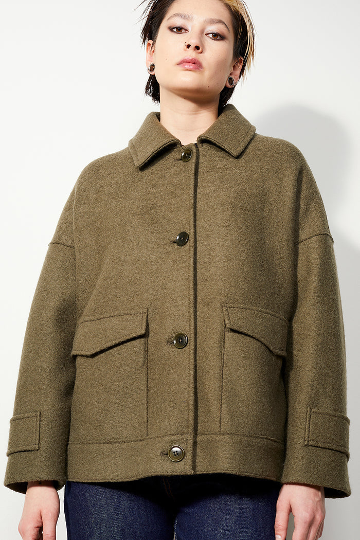 Organic Wool Jacket Chelan Olive - LANGERCHEN