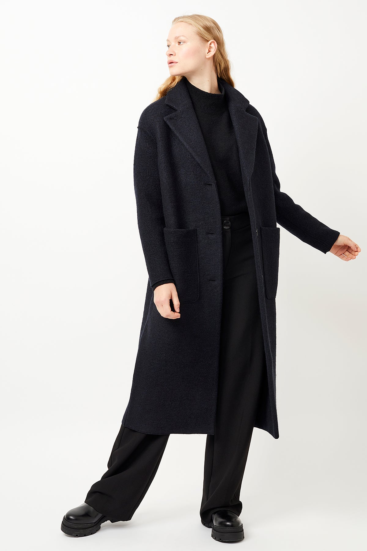 Carran Organic Wool Coat Carbon - LANGERCHEN