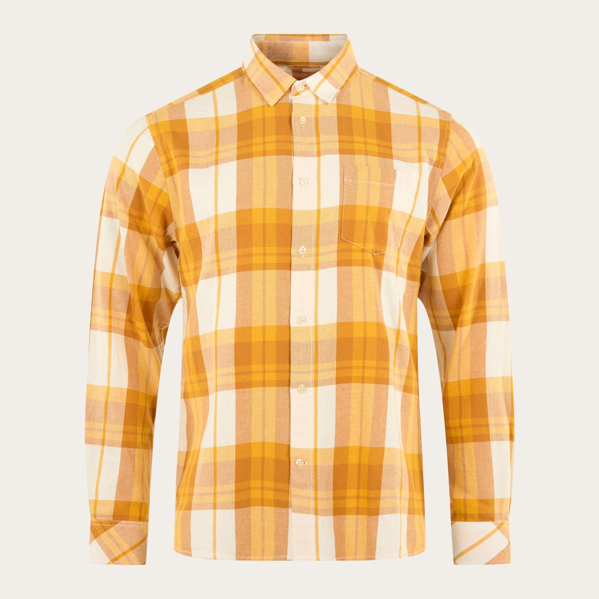 Elder Twill Checked Shirt Inca Gold  - KNOWLEDGE COTTON APPAREL