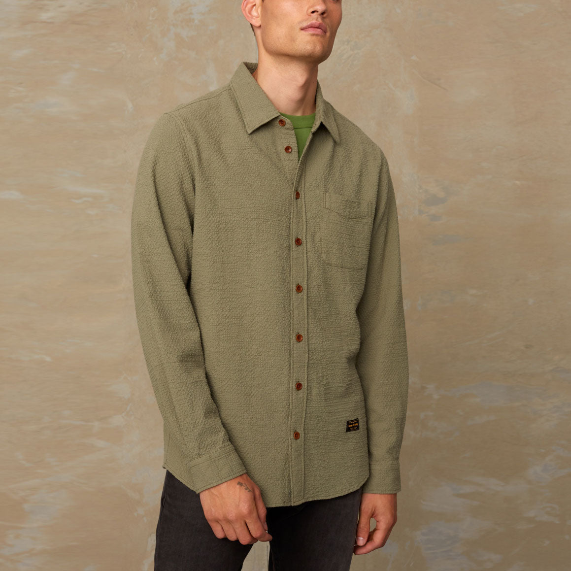 Enda Pocket Seersucker Loden Green - KINGS OF INDIGO