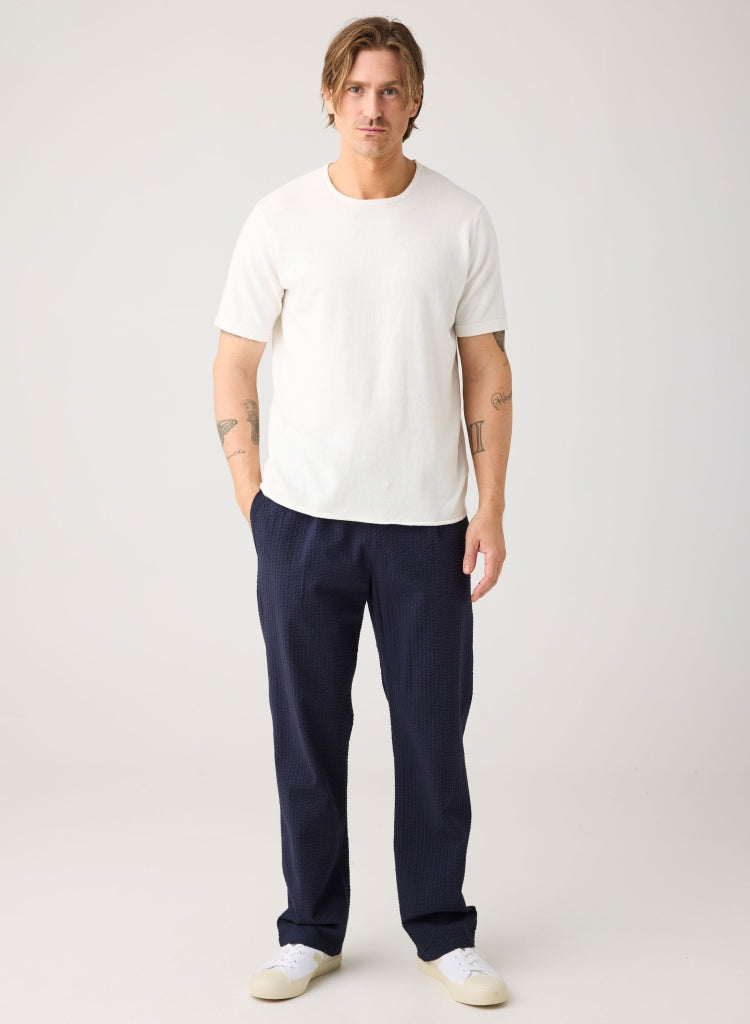 Fig Loose Seersucker Pants Night Sky
