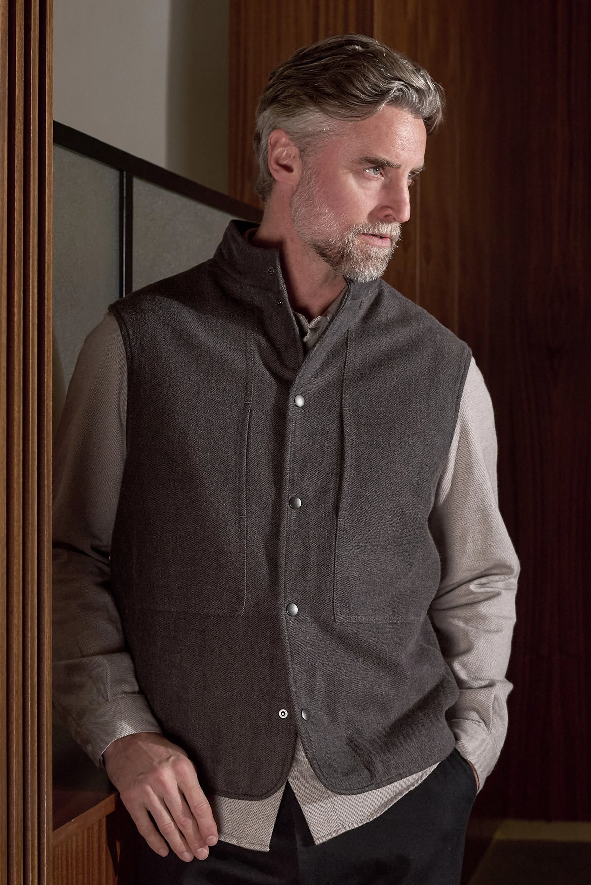 Wendel Flannel Vest Eco Mud