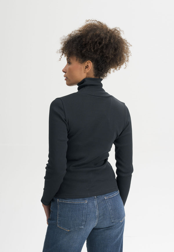 Ribbed Turtleneck Munli Organic Cotton Black