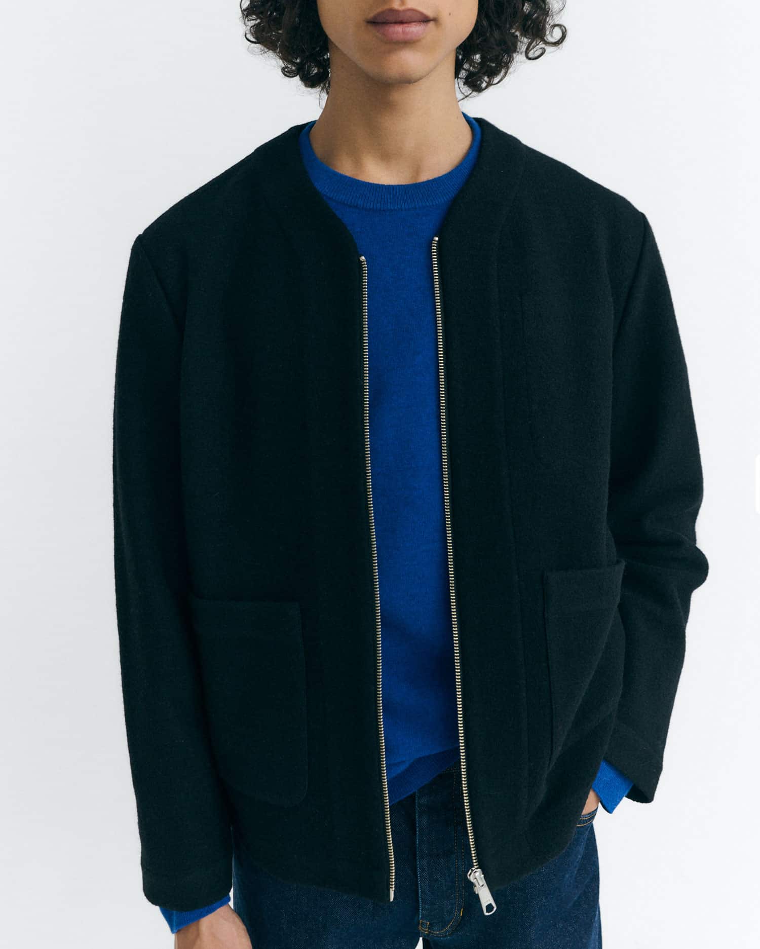 Greg Fine Wool Zip Jacket Black