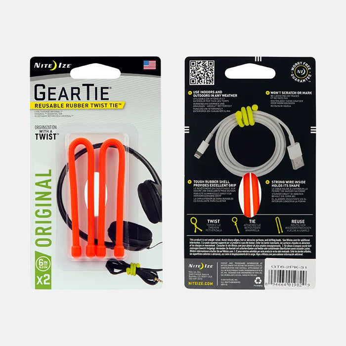2-pack Gear Tie 15cm Bright Orange