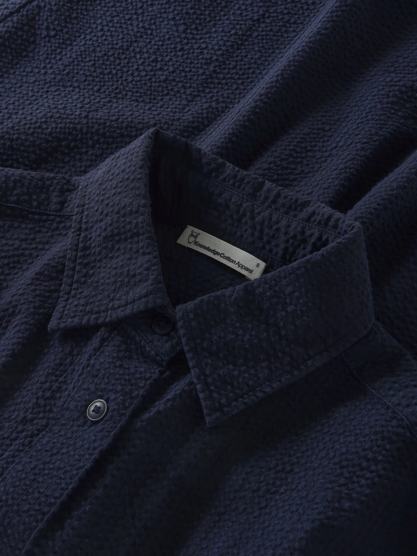 Loose Seersucker Short Sleeve Shirt Night Sky