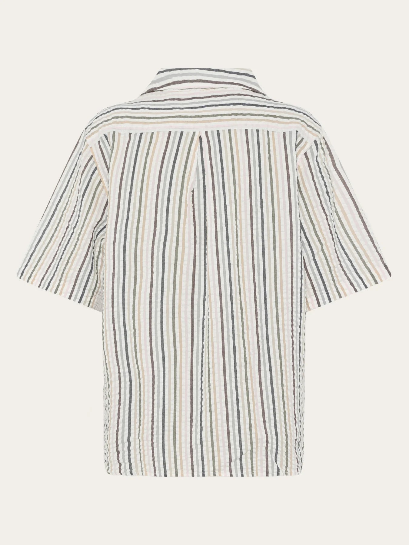 Loose Seersucker Short Sleeve Shirt Multi Color Stripe