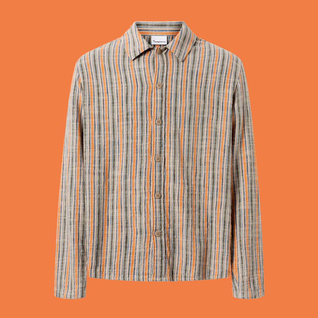 Loose Overshirt Randig Ekologisk Bomull - KNOWLEDGE COTTON APPAREL