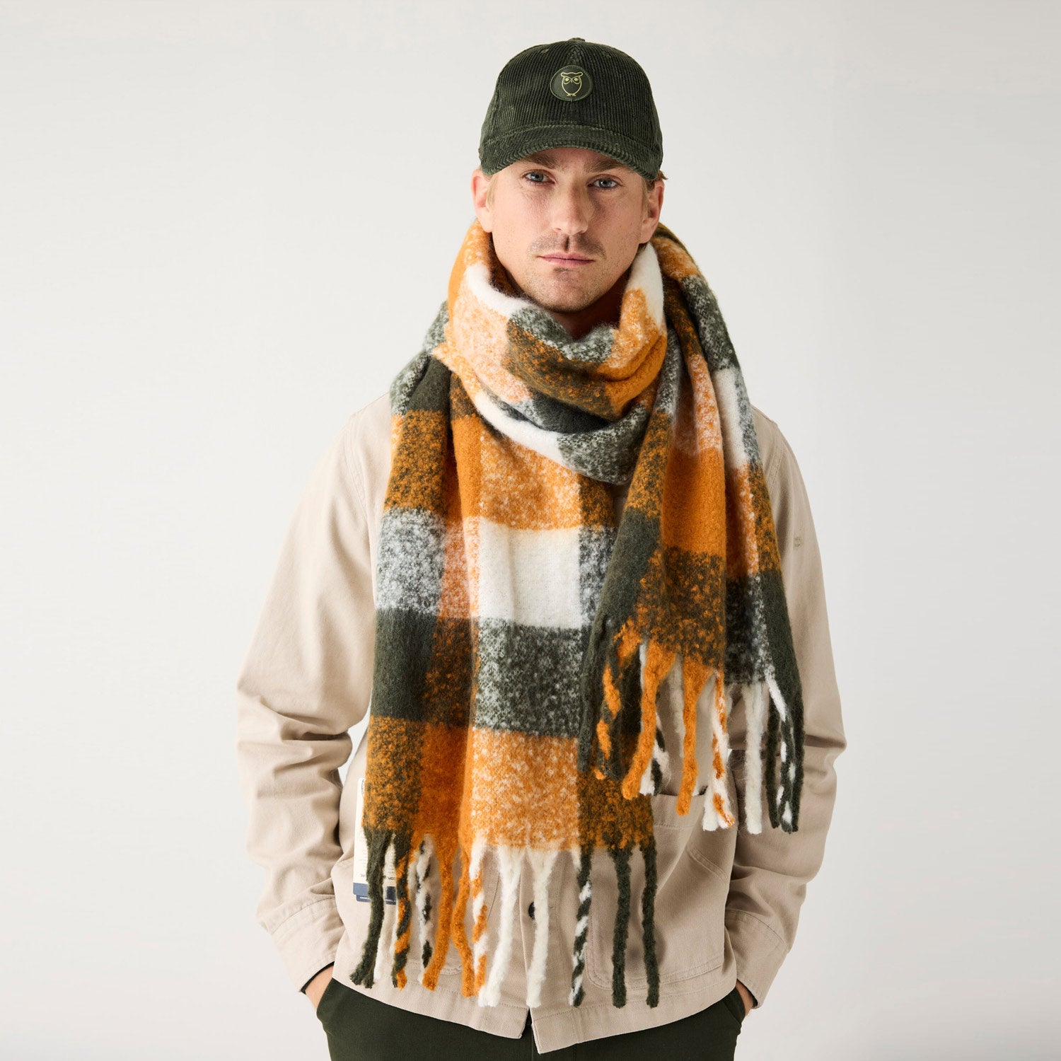 Scarf Vegan Recycled Green Check