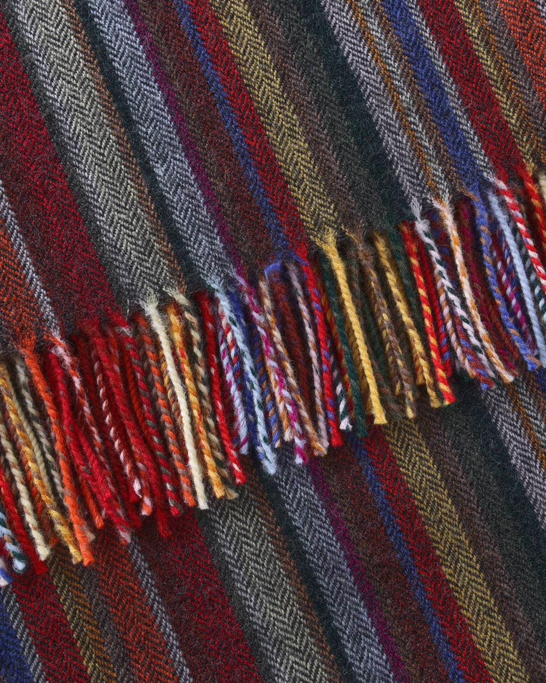 Merino Wool Woven Scarf Multi Stripe 182x50cm