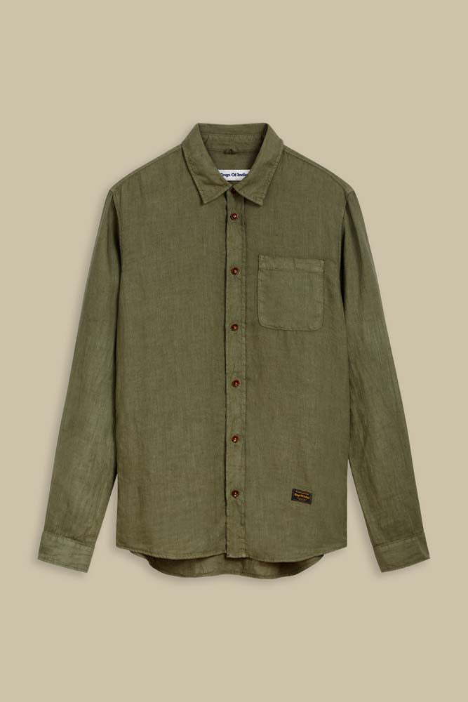 Enda Pocket Leaf Green Linen - KINGS OF INDIGO