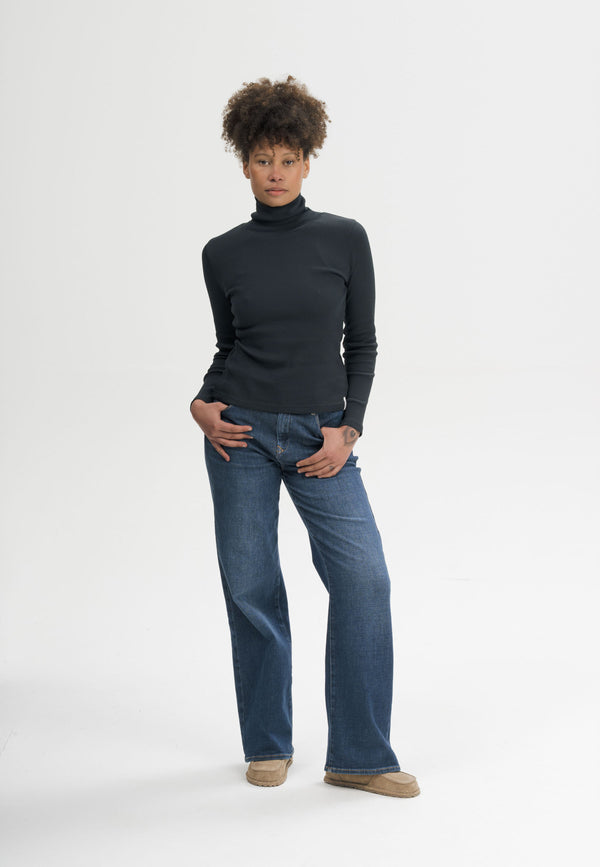 Ribbed Turtleneck Munli Organic Cotton Black