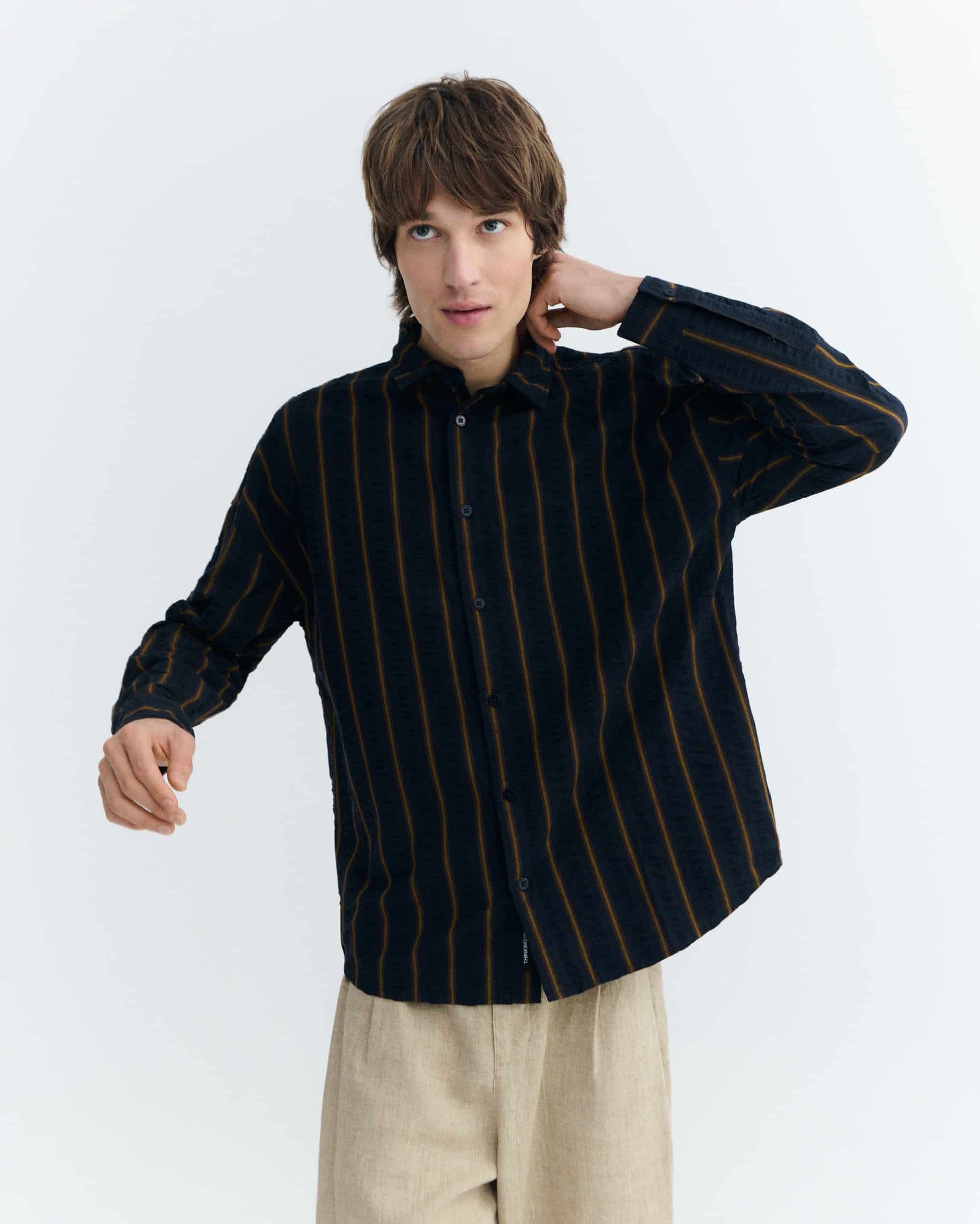 Haru Portbou Seersucker Striped Shirt