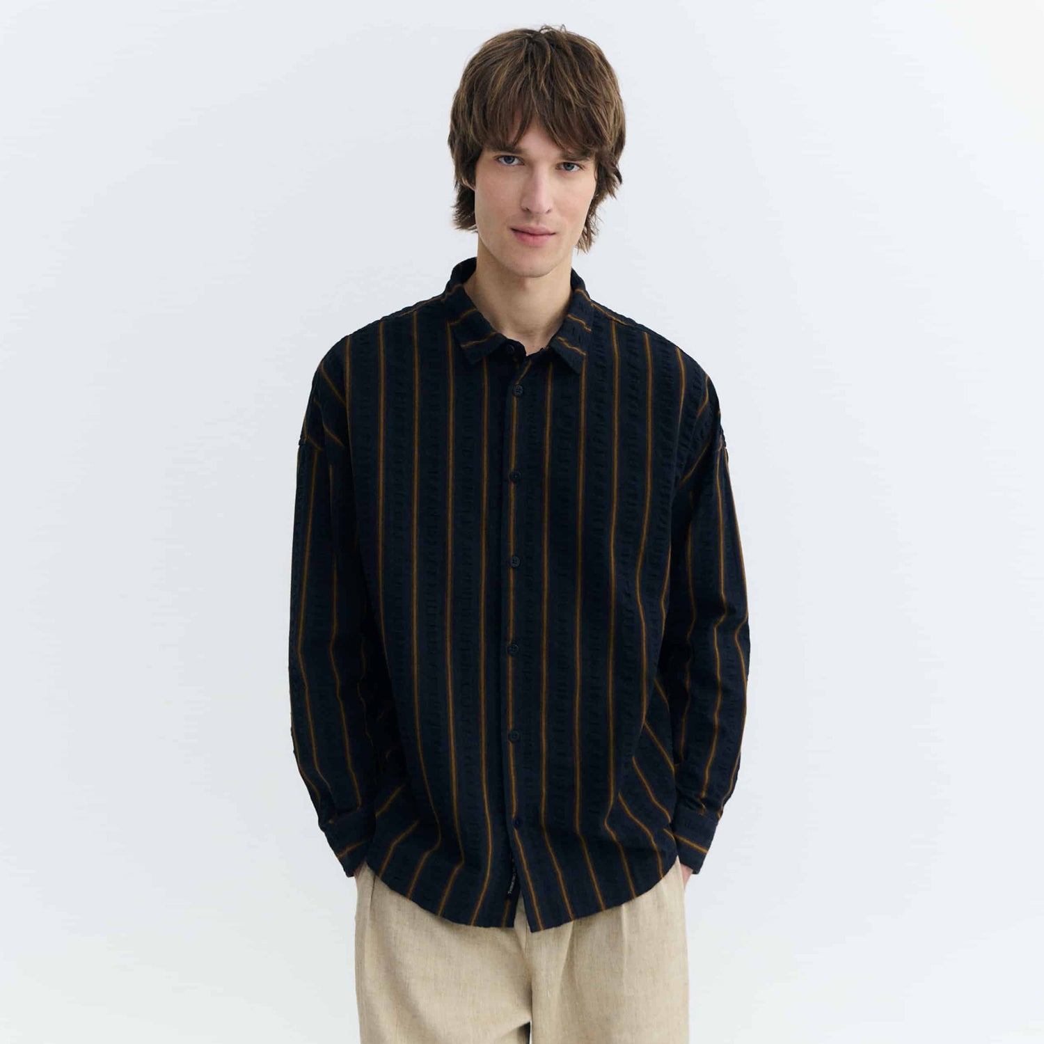 Haru Portbou Seersucker Striped Shirt