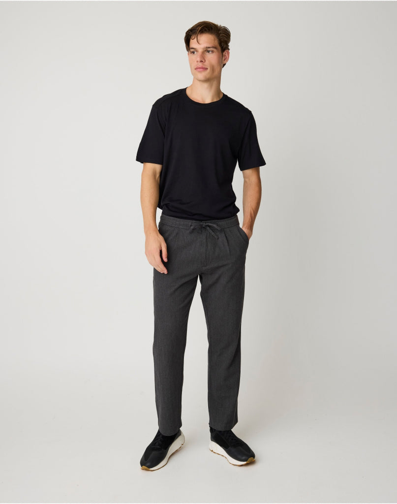 Fig Comfort Herringbone Pants Dark Grey Melange