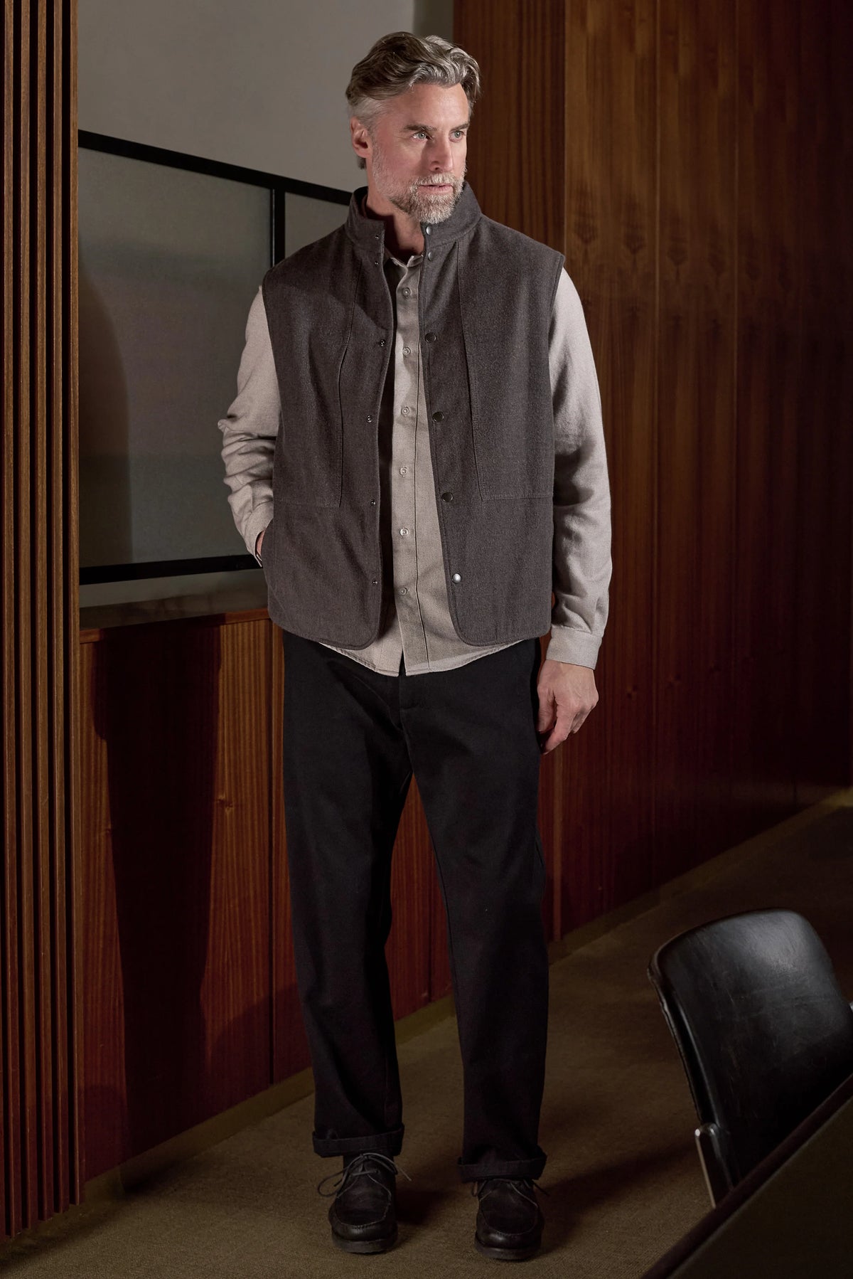 Wendel Flannel Vest Eco Mud