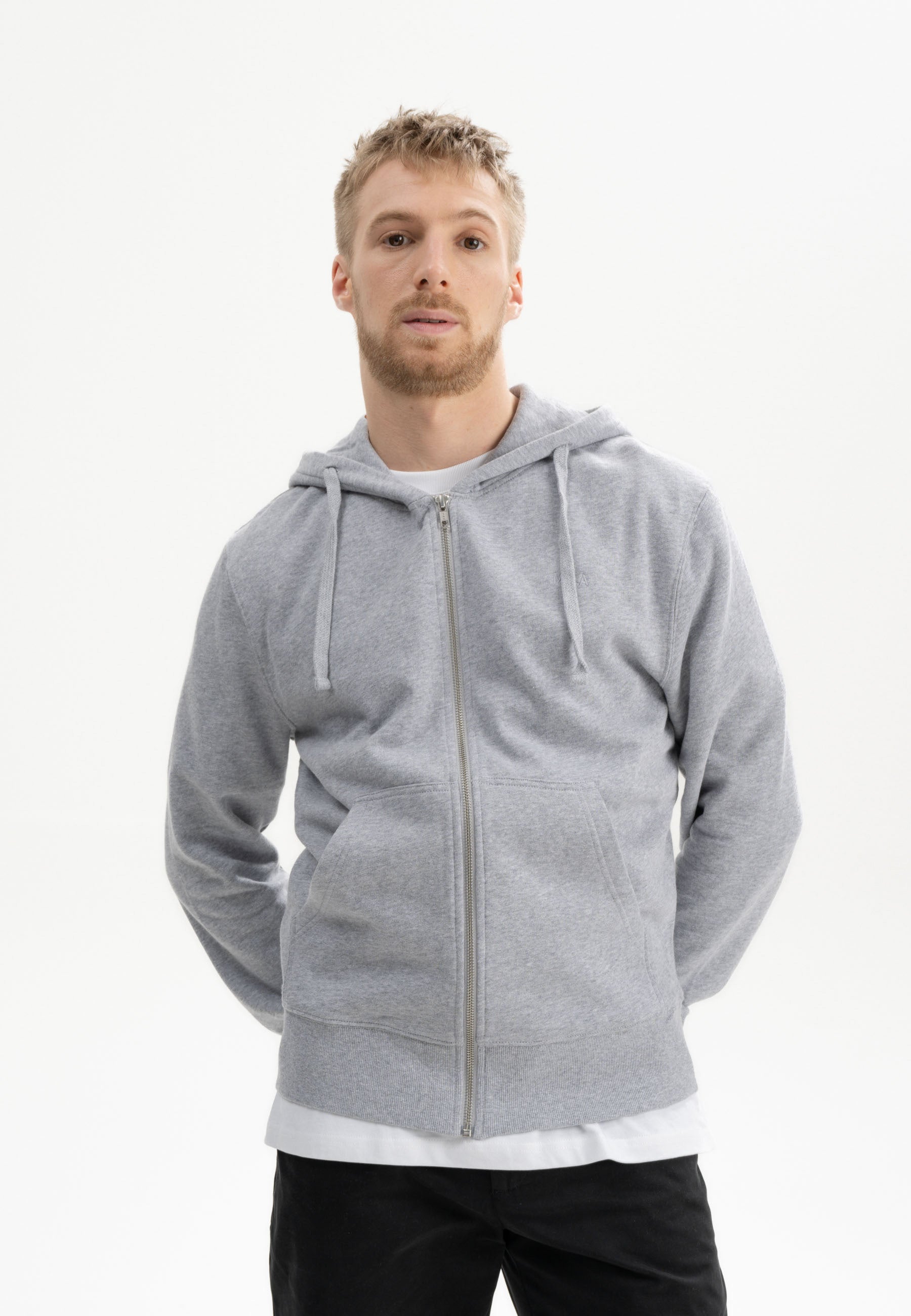 Hoodie Zip Grey Melange