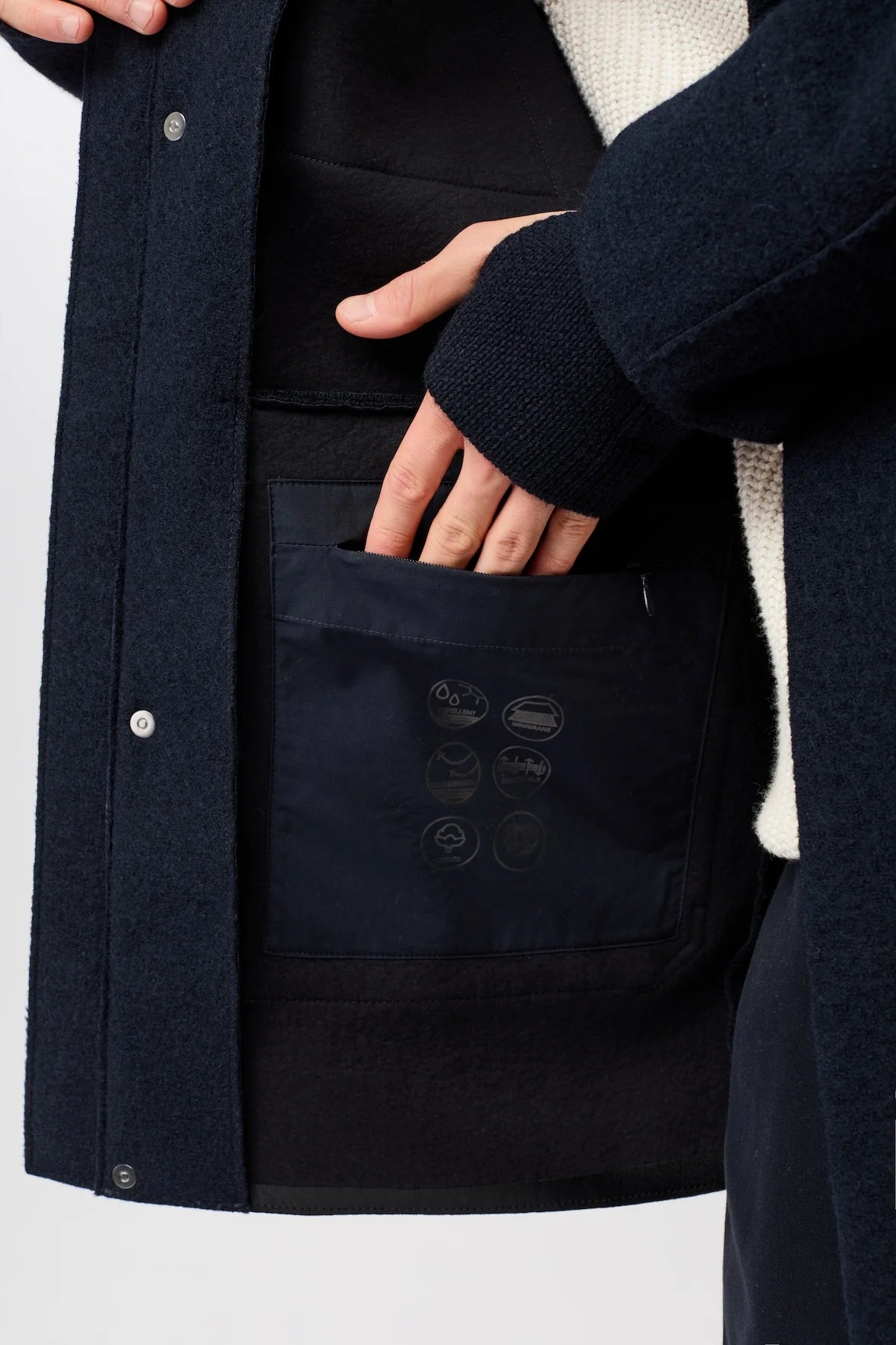 Parka Organic Wool Membrane Tecno Felt Navy