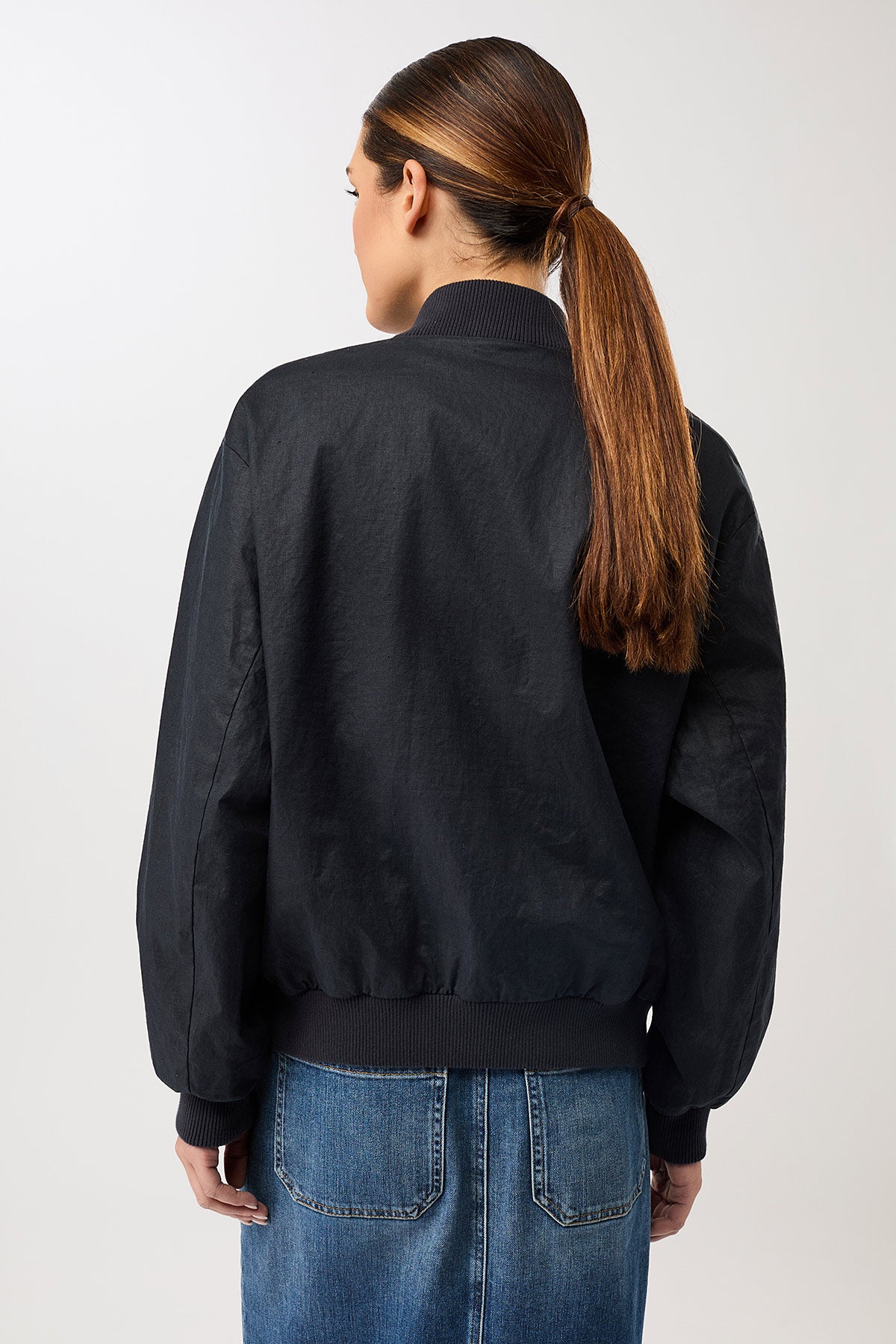 Winton Linen Bomber Jacket Navy
