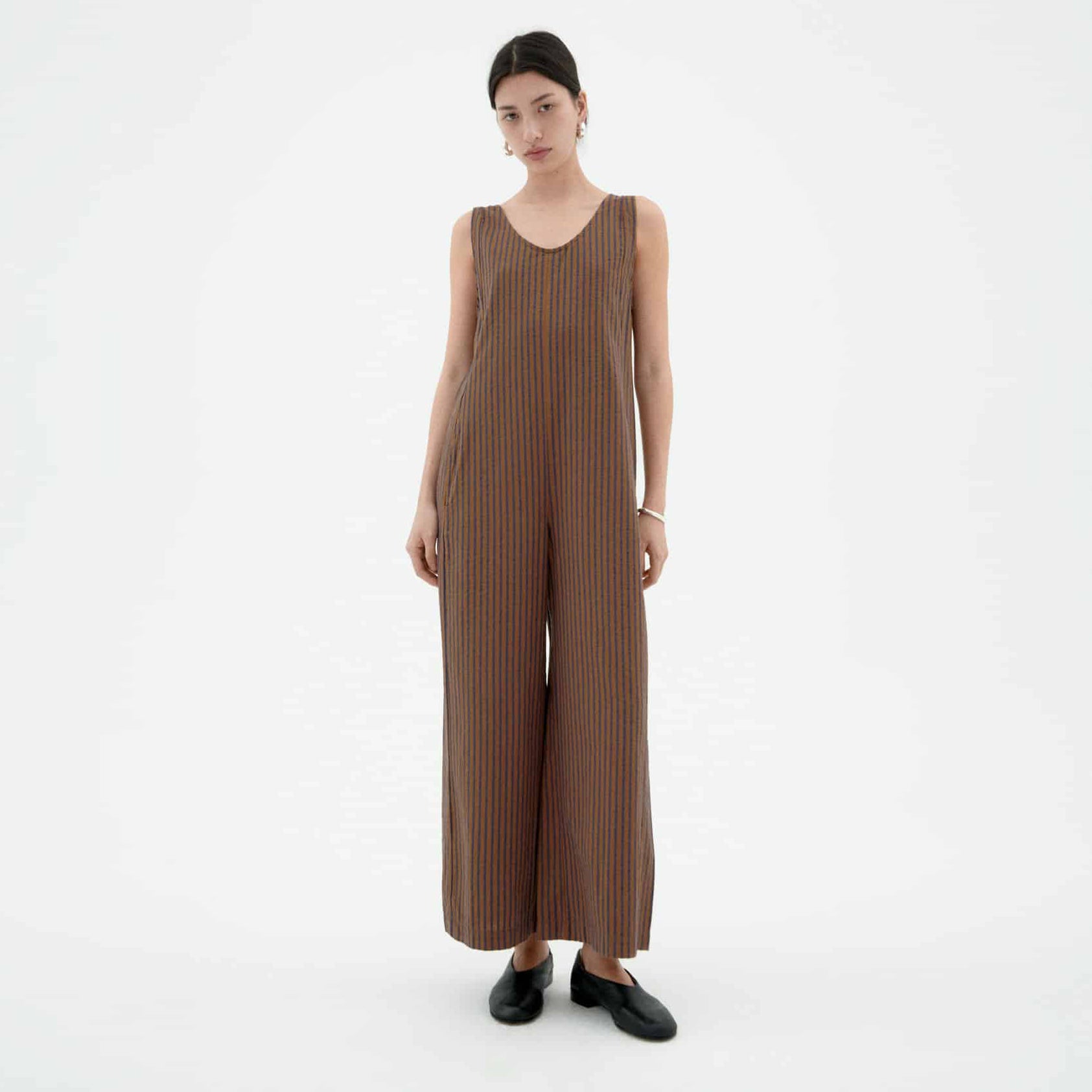 Janis Brown Stripes Loose Jumpsuit
