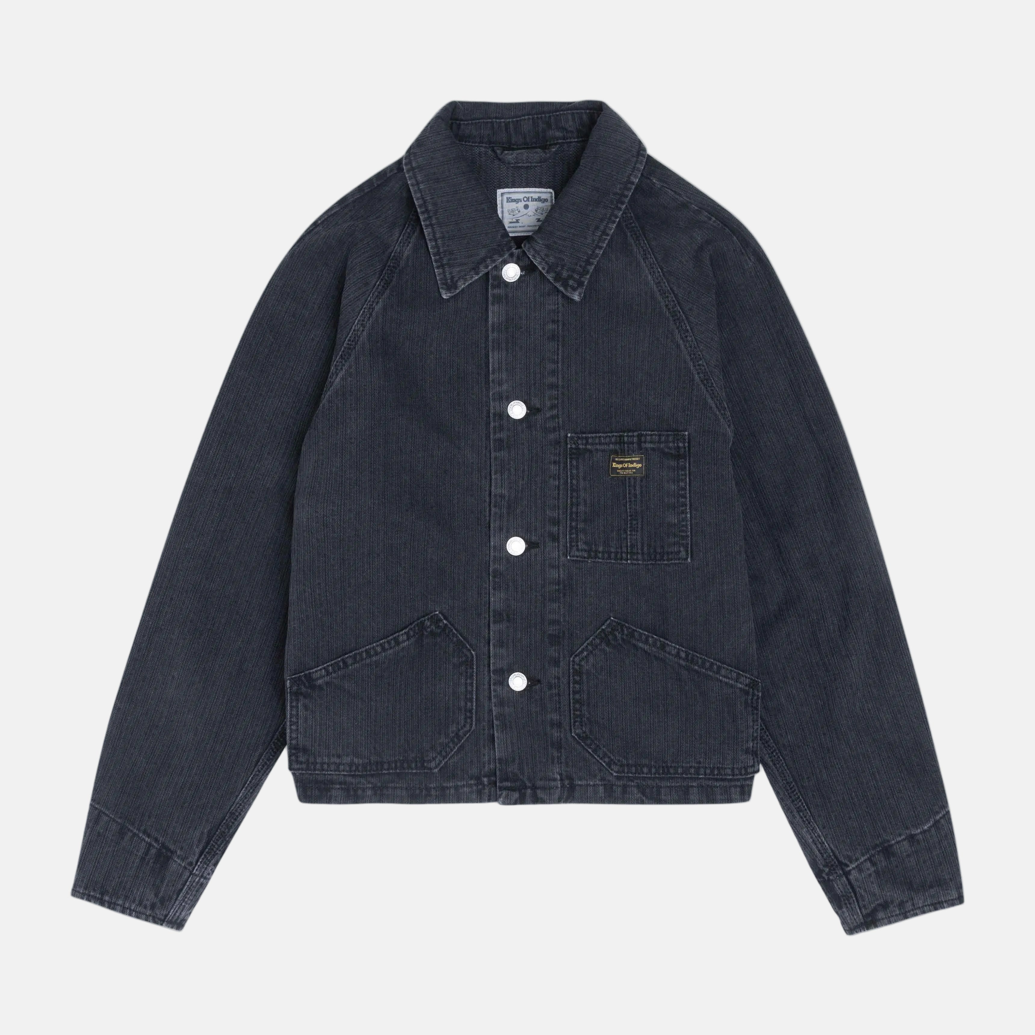 Jeena Stripe Denim Jacket Black Worn