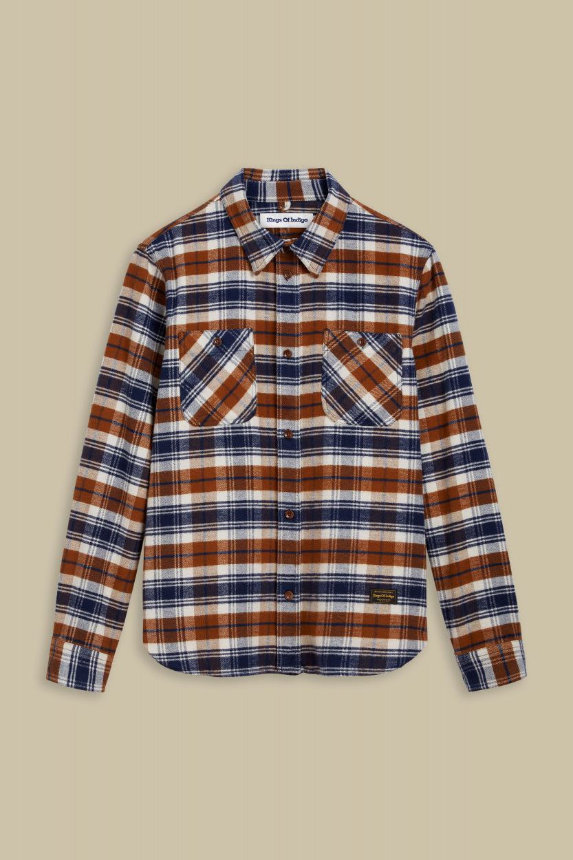 Juntoku Cinnamon Brushed Check - KINGS OF INDIGO