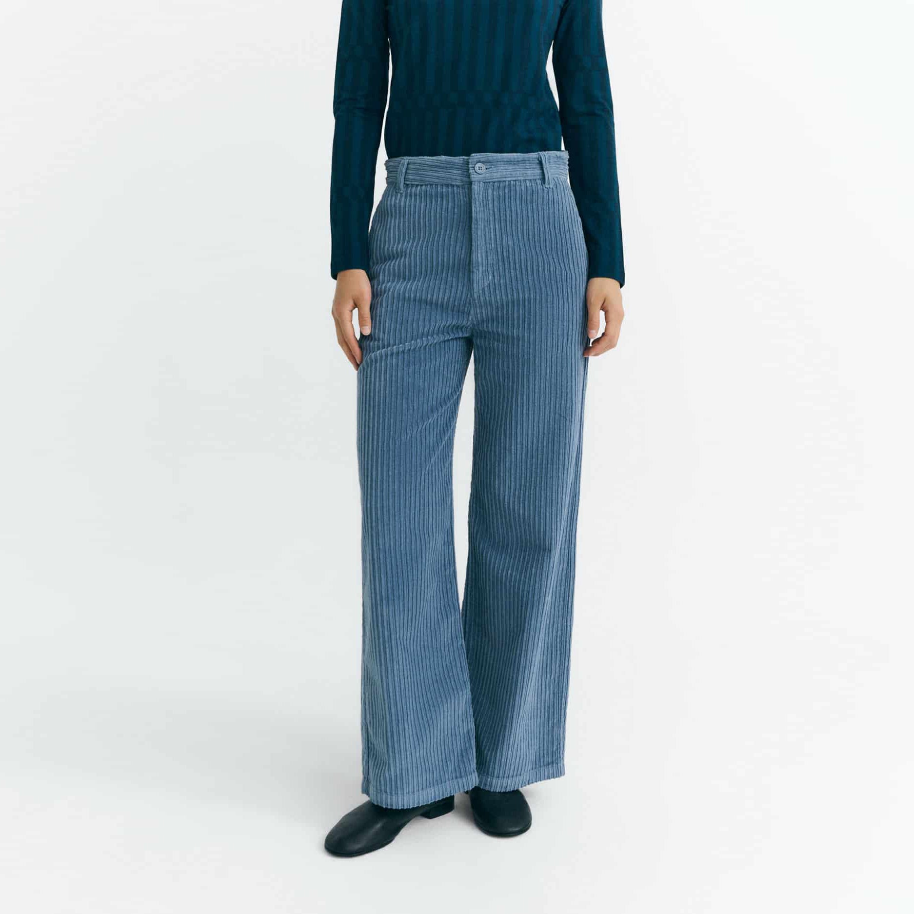 Karina Blue Corduroy Fuzzy Pants