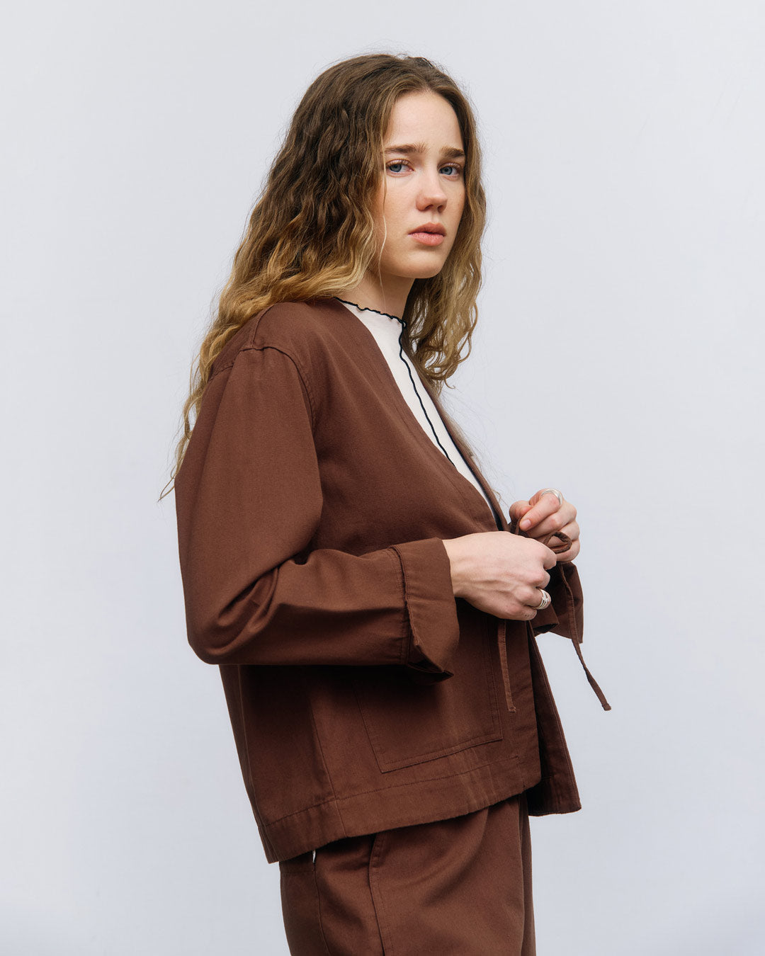 Kimono Jacket Organic Cotton Hazel Brown Rotholz