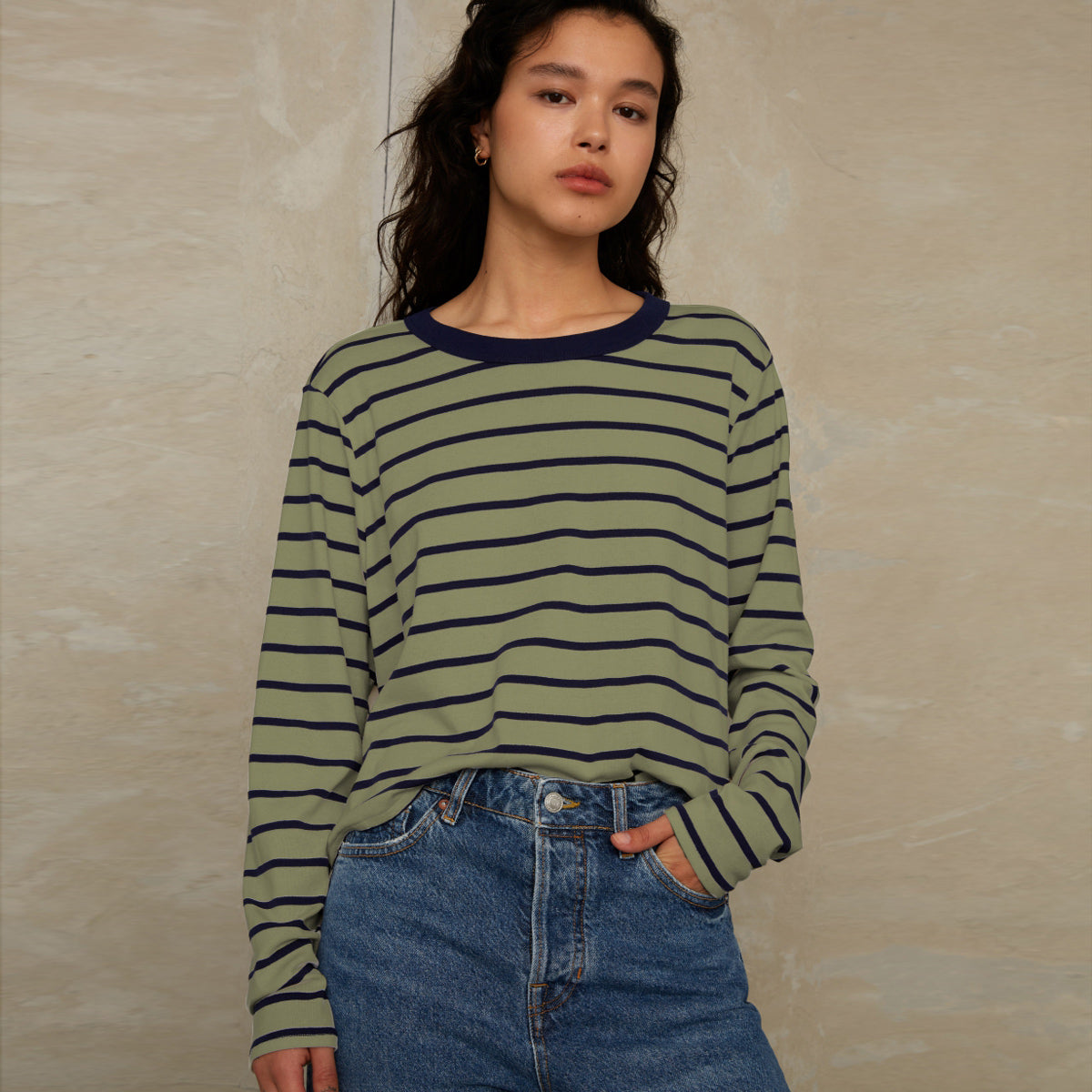 Jessamine Breton Stripe Leaf Green - KINGS OF INDIGO