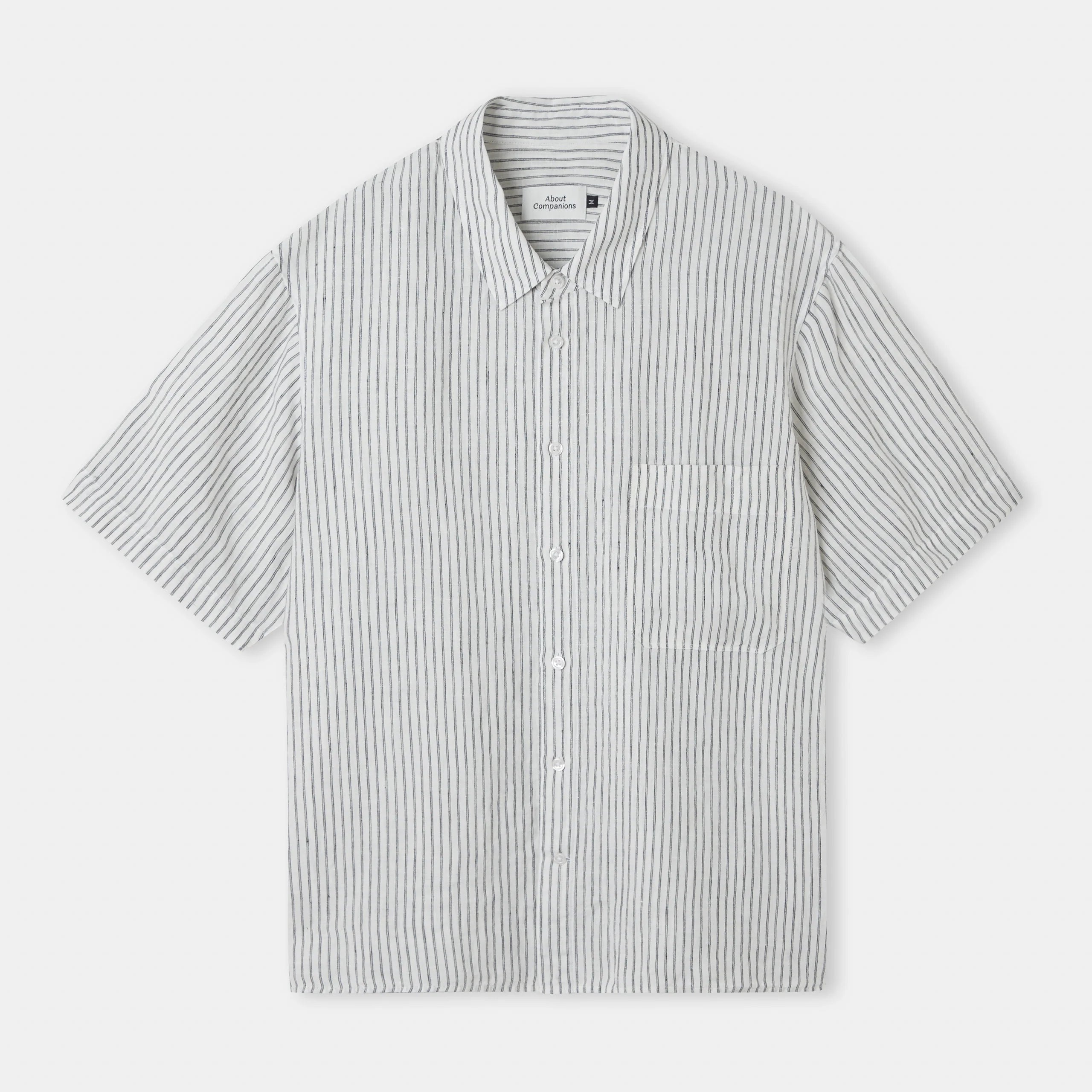Klaas Pure Linen Shortsleeve Shirt Striped Vintage Navy