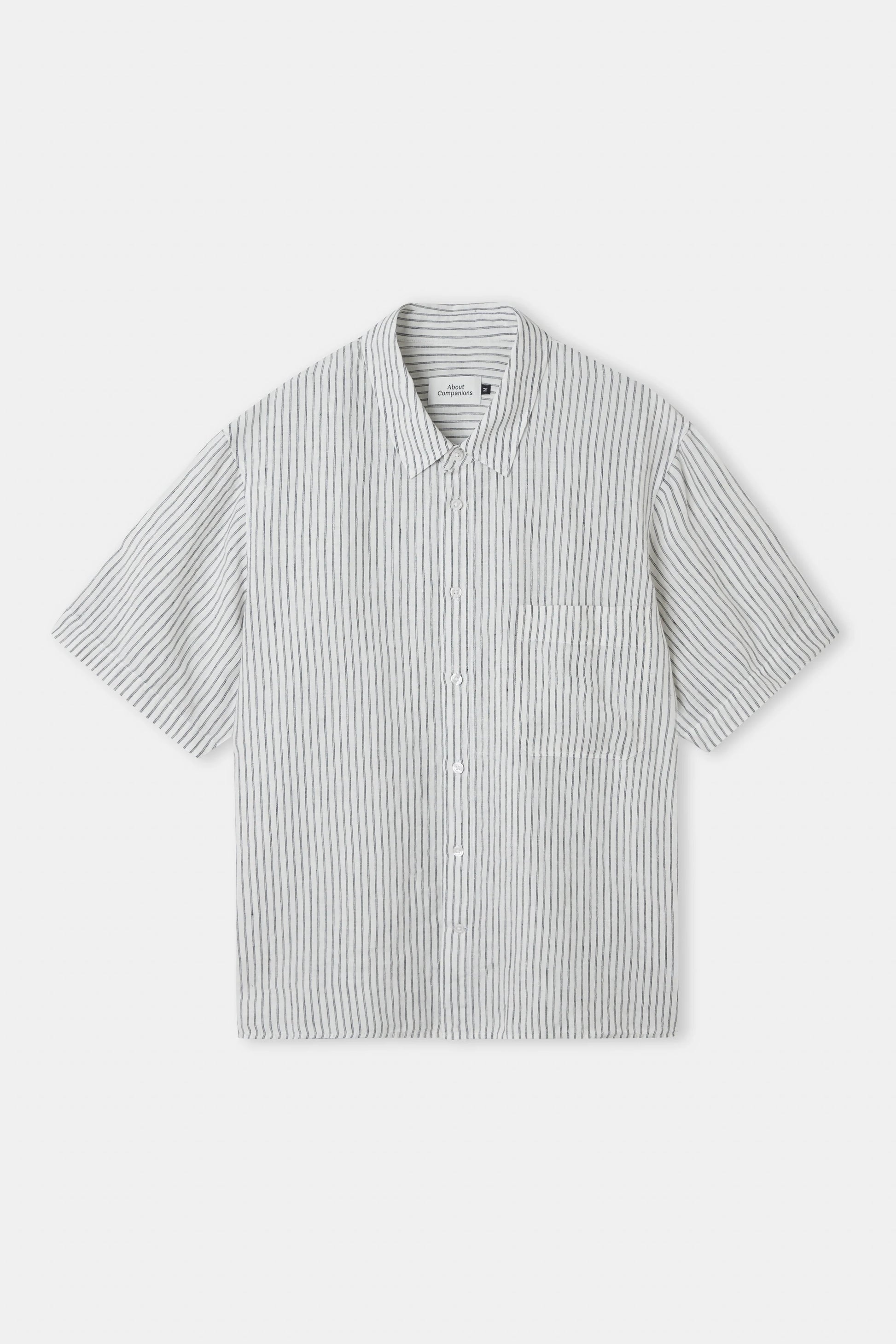 Klaas Pure Linen Shortsleeve Shirt Striped Vintage Navy