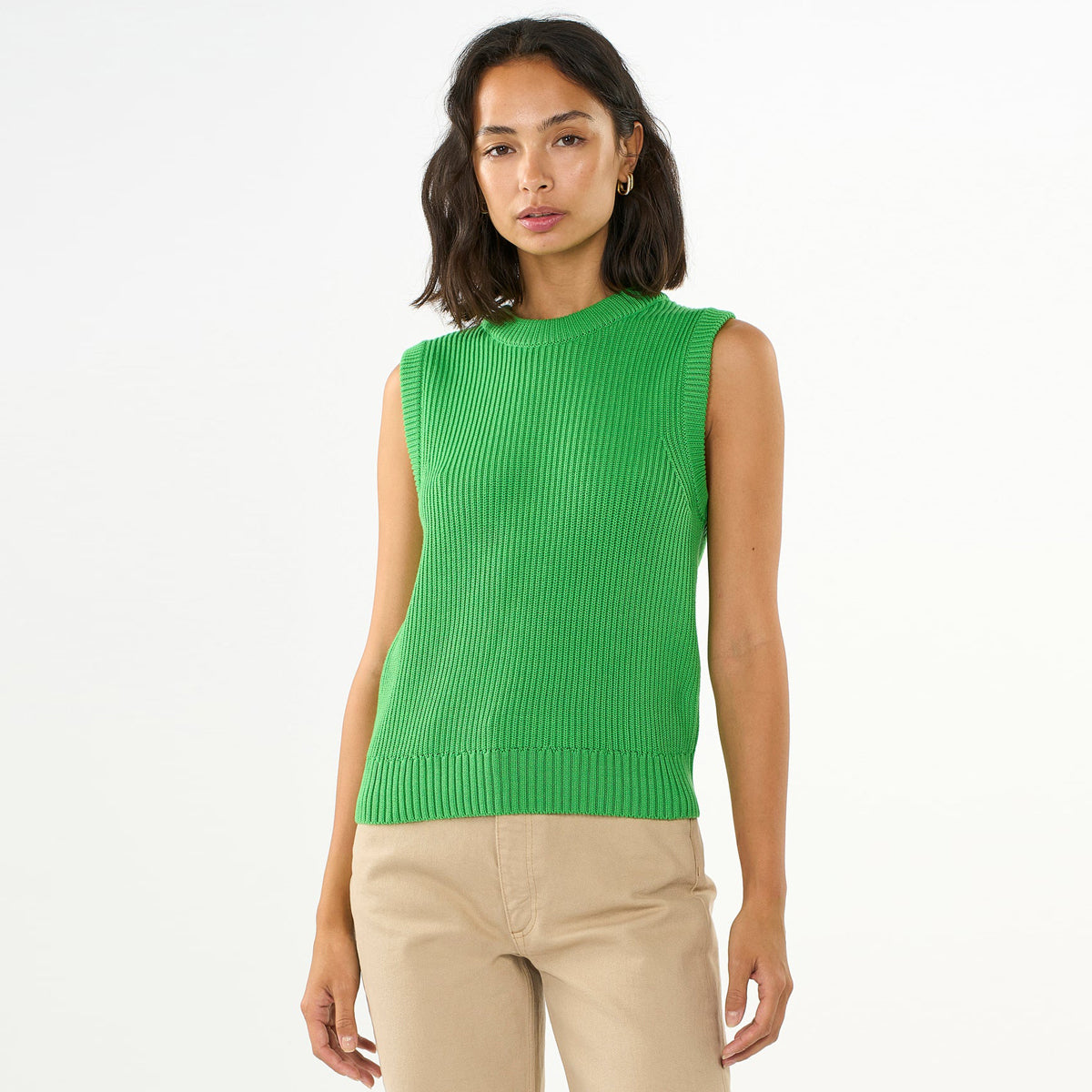 Crew Neck Organic Cotton Mix VestVibrant Green - KNOWLEDGE COTTON APPAREL
