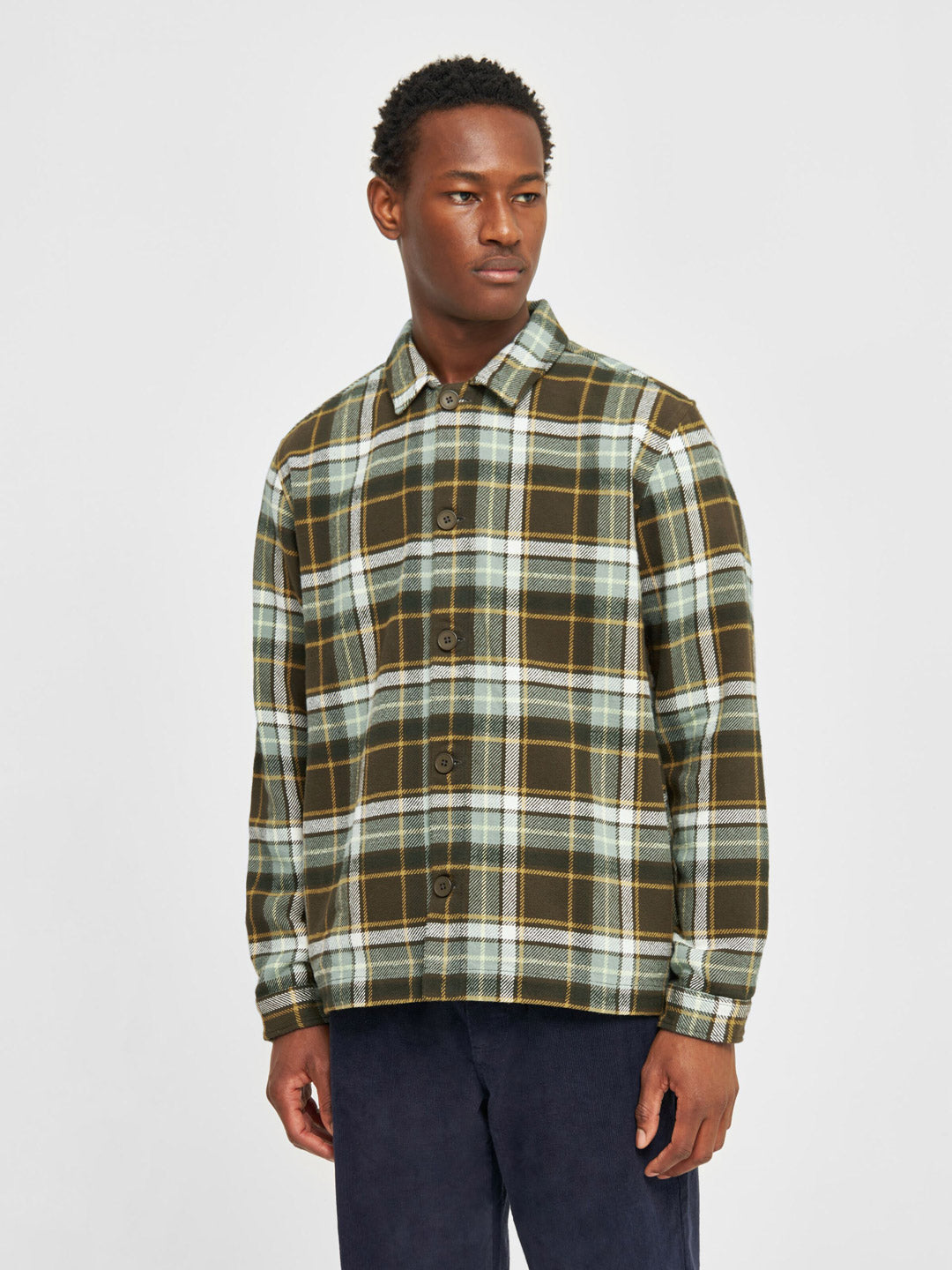 Overshirt Ekologisk Bomullsflanell Grönrutig - KNOWLEDGE COTTON APPAREL