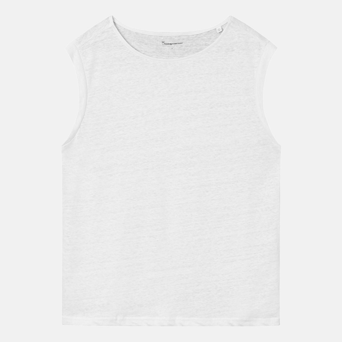 Loose Fold-Up Linen T-shirt White - KNOWLEDGE COTTON APPAREL
