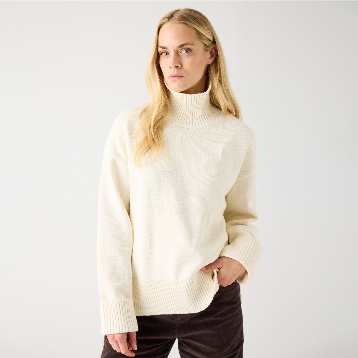 Turtleneck Regenerative Organic Cotton Knit Egret